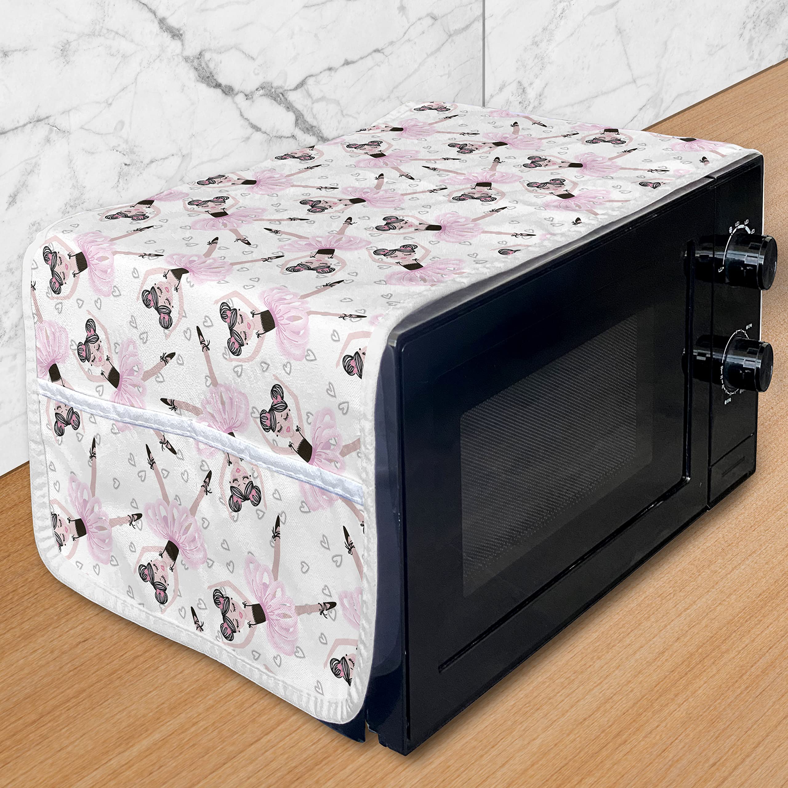 Ambesonne Ballerina Microwave Oven Cover - Waterproof Kitchen Organizer with Pockets, 36