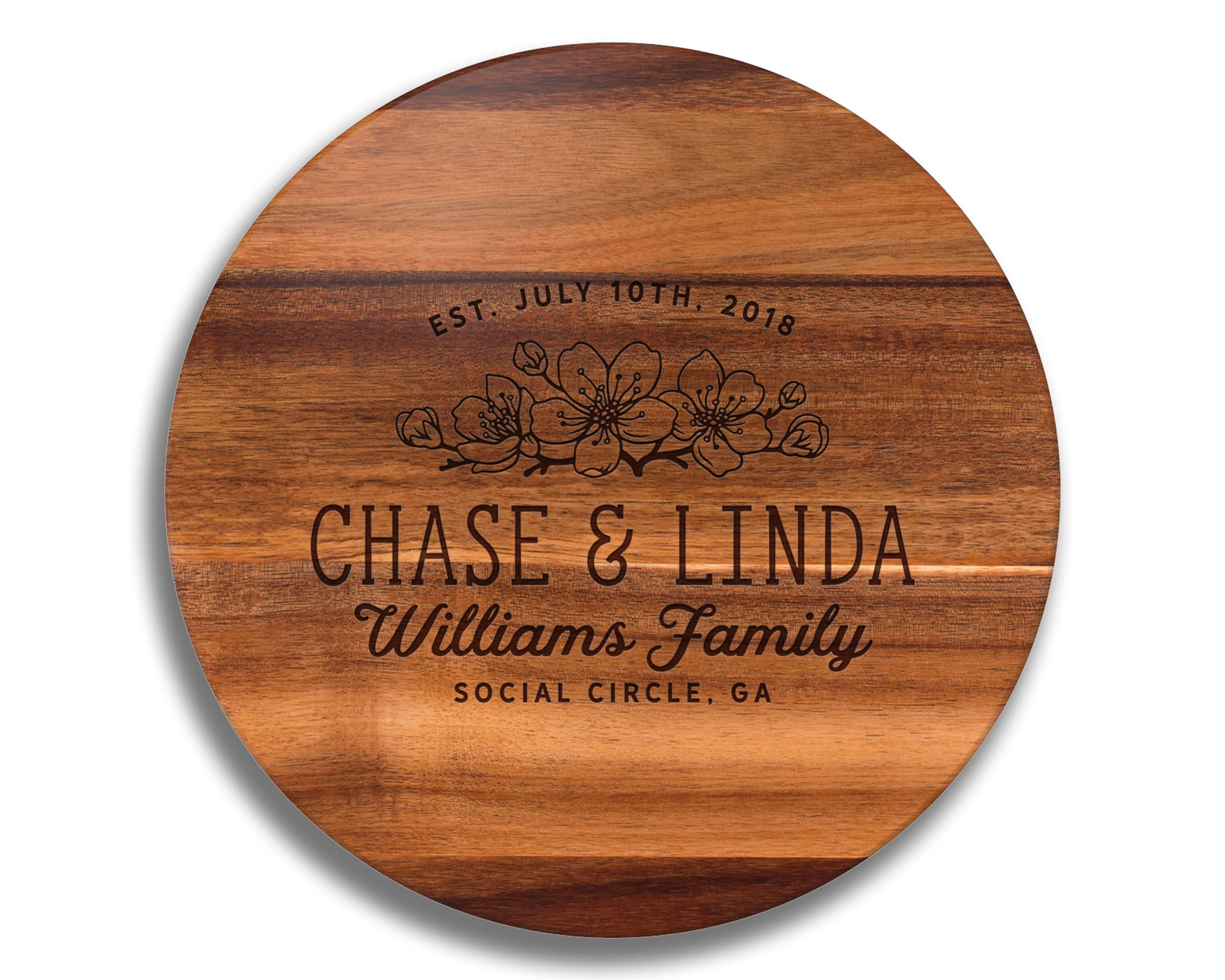 Personalized Dogwood Flowers Lazy Susan Turntable - Custom Wedding Gift, Mother's Day Present, Anniversary Gift for Wife & Mom - Perfect for Dining Table, Kitchen Decor, and Home Entertaining