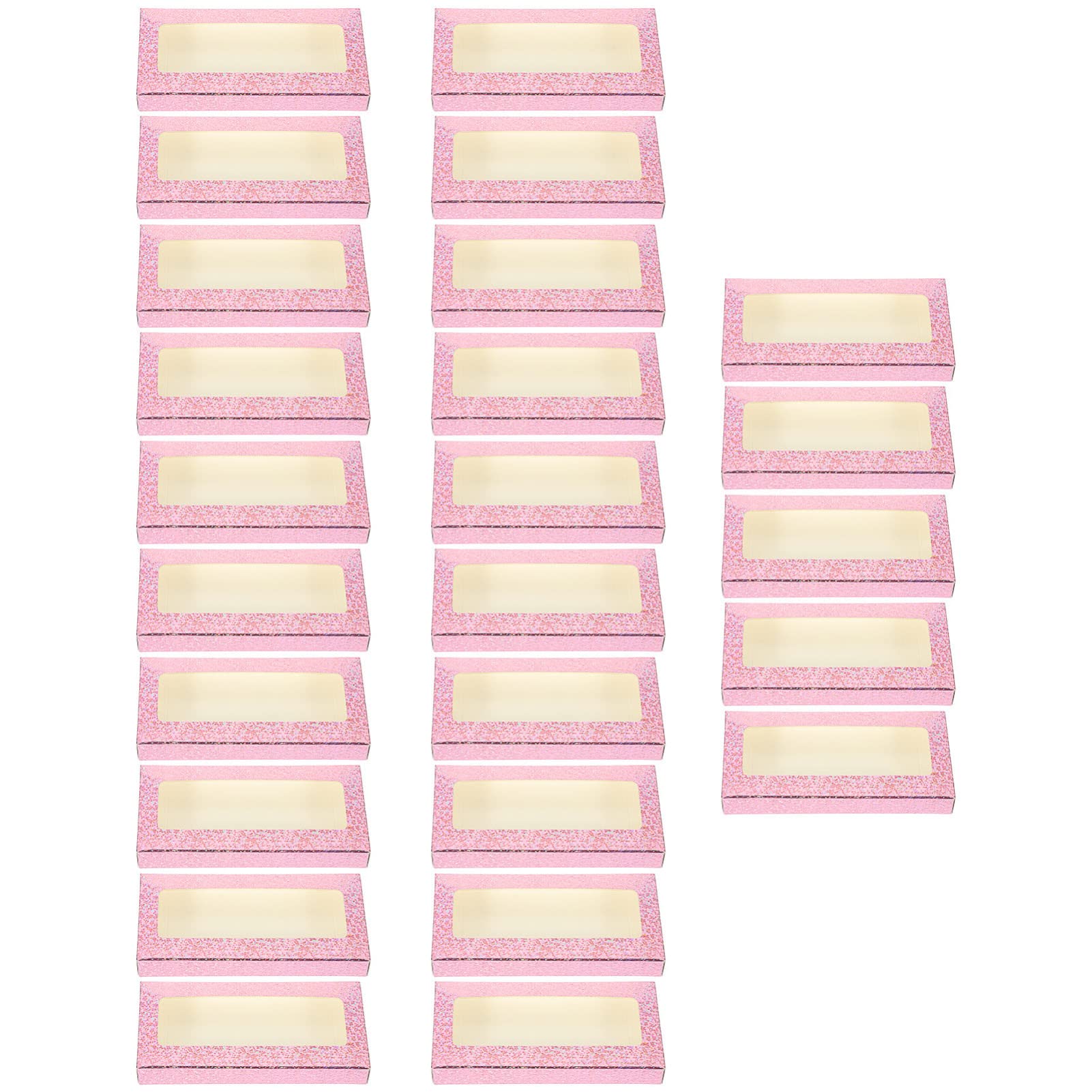 Beaupretty 25pcs Empty Eyelash Packaging Boxes - Pink Paper Lash Case & Eyelash Holder Organizer for Women & Girls - Perfect for Salon, Retail Display & DIY Eyelash Care Storage
