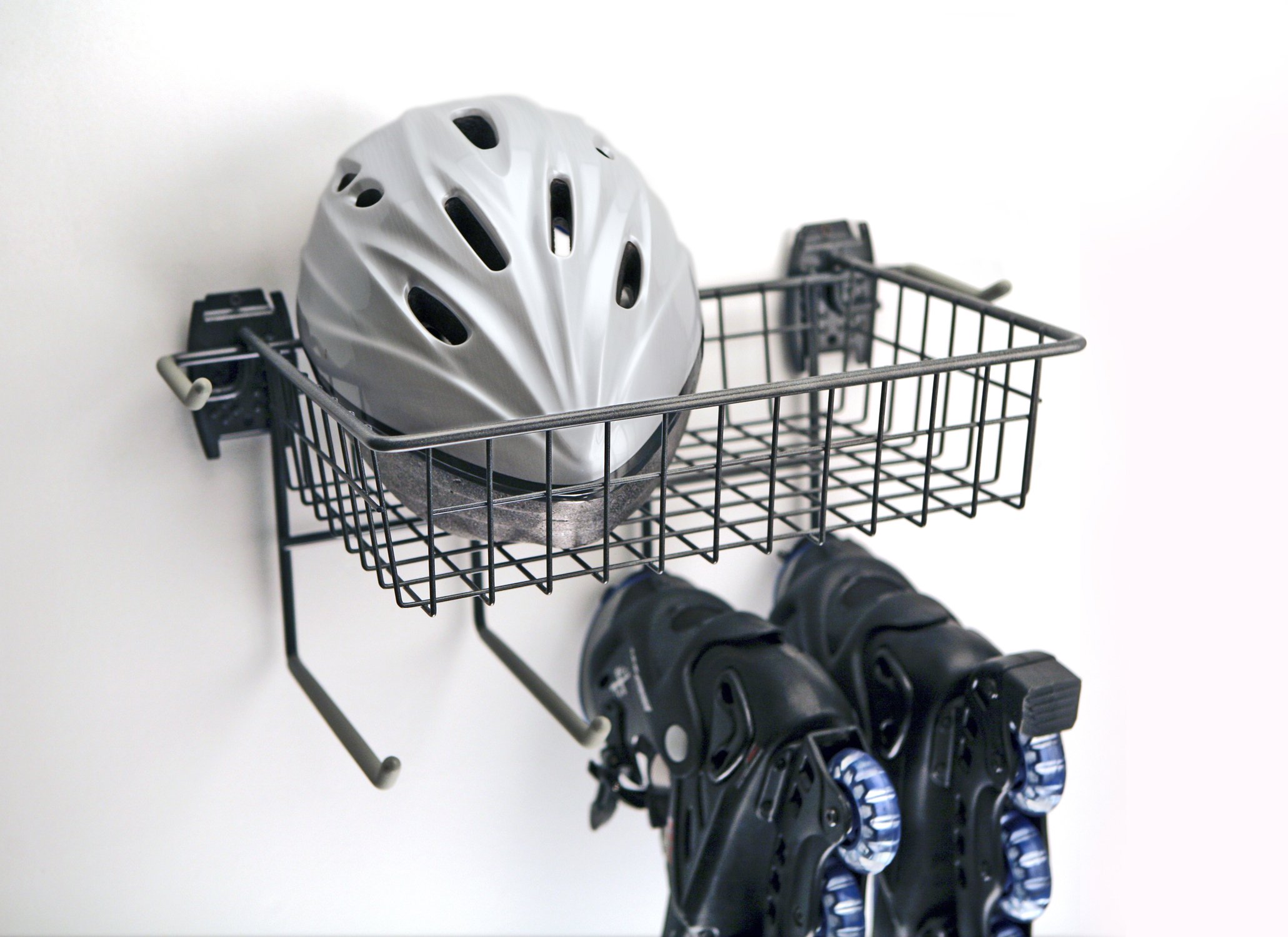 Skateboard Storage Rack with Basket - Wall Mounted Activity Organizer for Skateboards, Scooters & Sports Gear - Perfect for Garage, Bedroom & Playroom Organization
