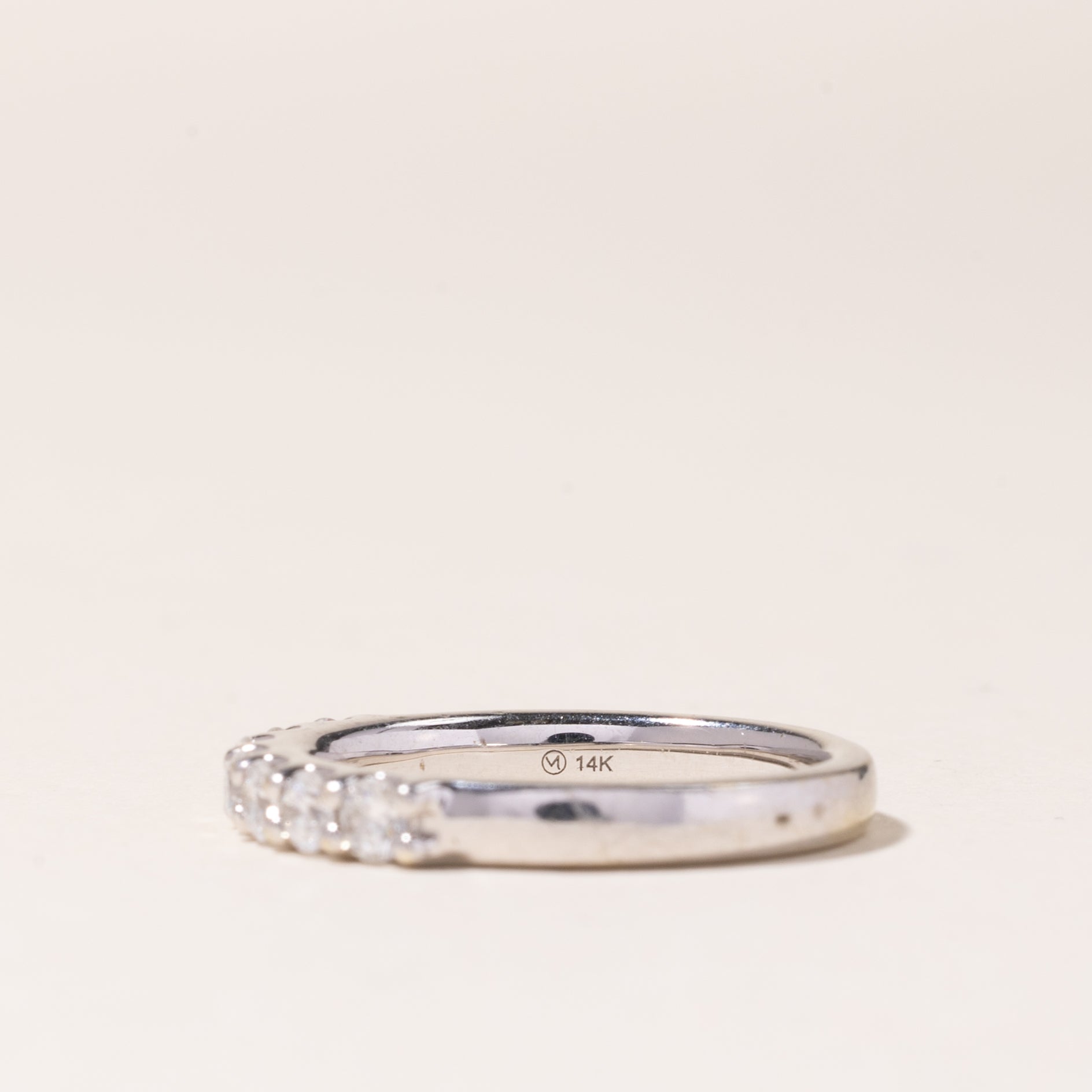 14K White Gold Semi Eternity Diamond Band Ring - 0.39ctw Total Weight, Size 5.25 - Perfect for Anniversary Gifts, Wedding Bands & Special Occasions