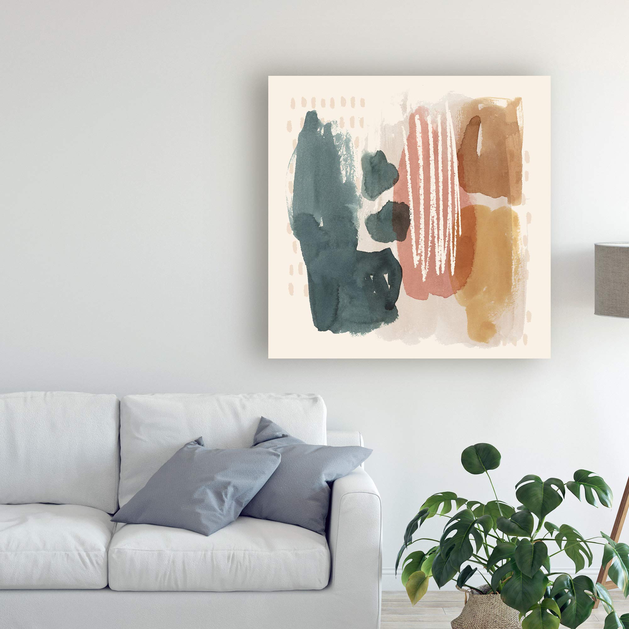 Grace Popp Ochre Echo III Abstract Wall Art - 18x18 Inch Framed Canvas Painting for Living Room, Bedroom & Office Decor