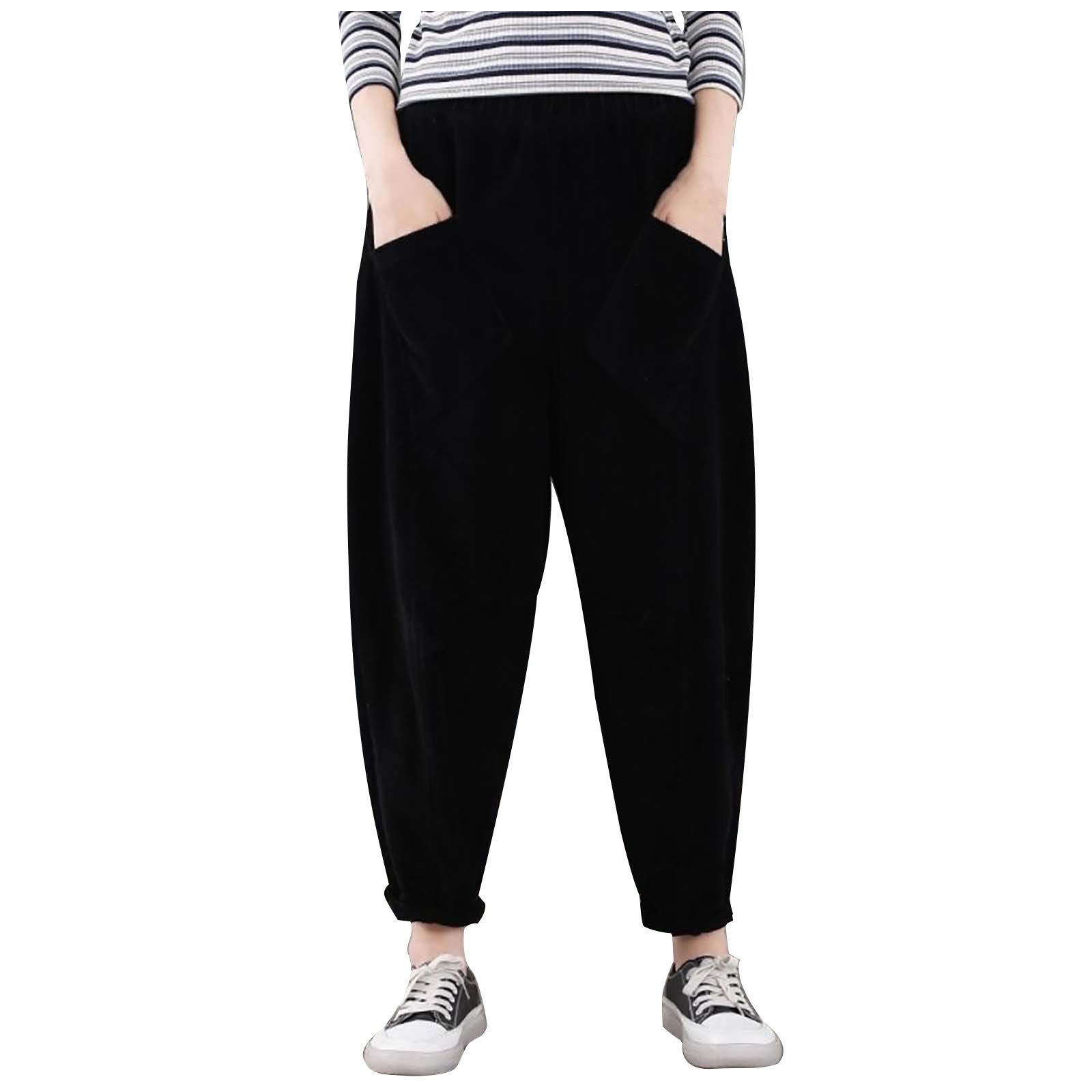 SHENGXINY Women's Corduroy Harem Sweatpants - Baggy Loose Fit Casual Retro Pants for Women - Perfect for Lounge, Yoga, Travel & Everyday Wear