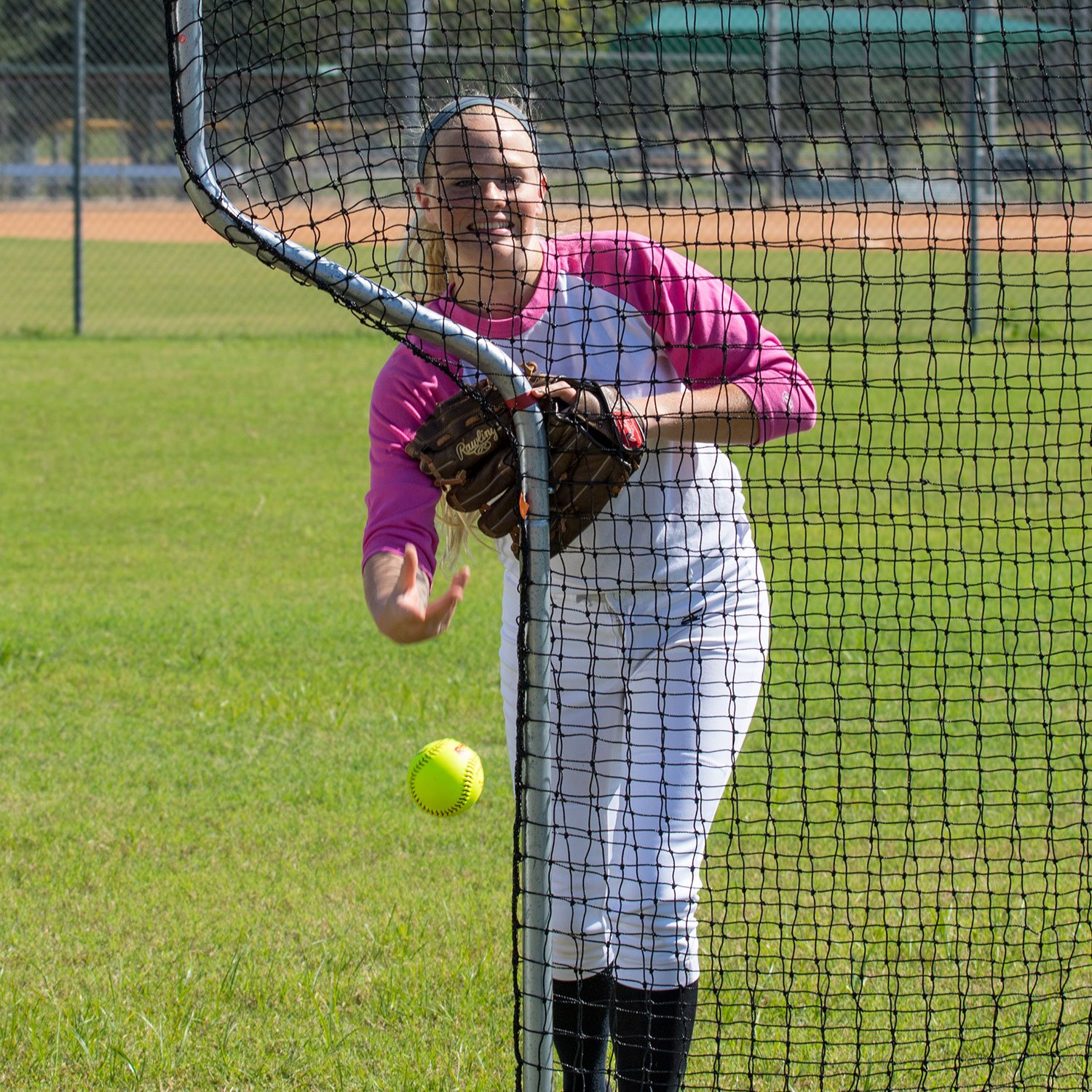Champion Sports Z Baseball Pitching Screen - Professional Training Net for Baseball & Softball Practice | Portable Backstop for Pitching, Batting & Fielding Drills | Perfect for Backyard, Field & Team Training