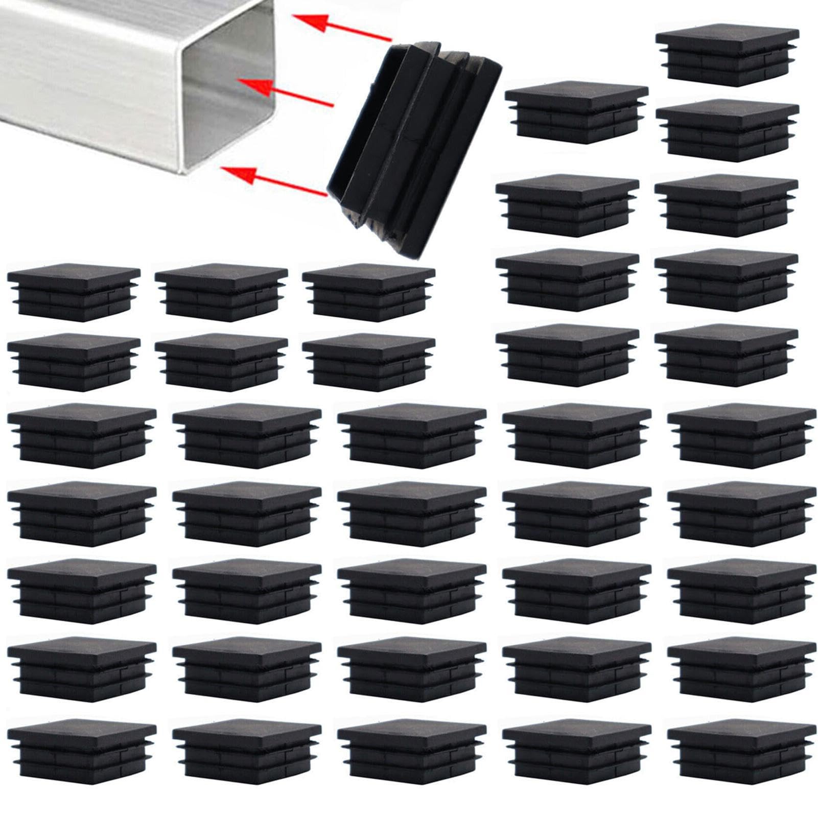 Square Leg Insert Chair Tips - Durable Wear-Resistant Tube Inserts, Sliding Finish End Caps for Chairs, Furniture Floor Protectors by Huaxingda - Perfect for Home, Office, and Restaurant Furniture Protection