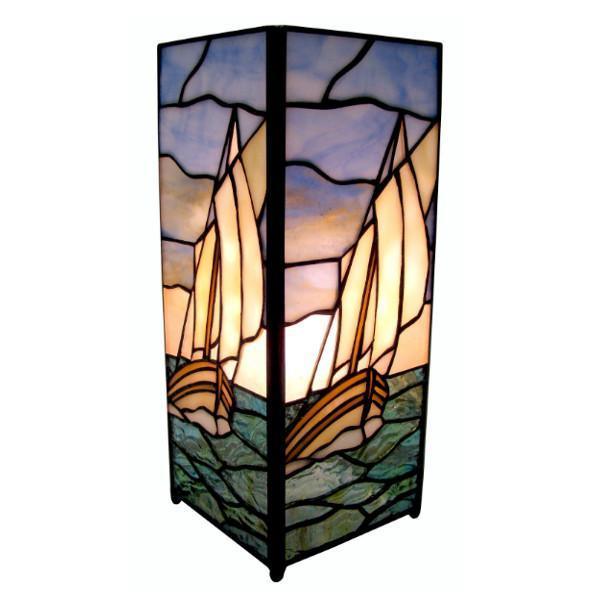 Chichester Medium Square Tiffany Stained Glass Lamp - Elegant Home Decor for Living Room, Bedroom & Office Lighting