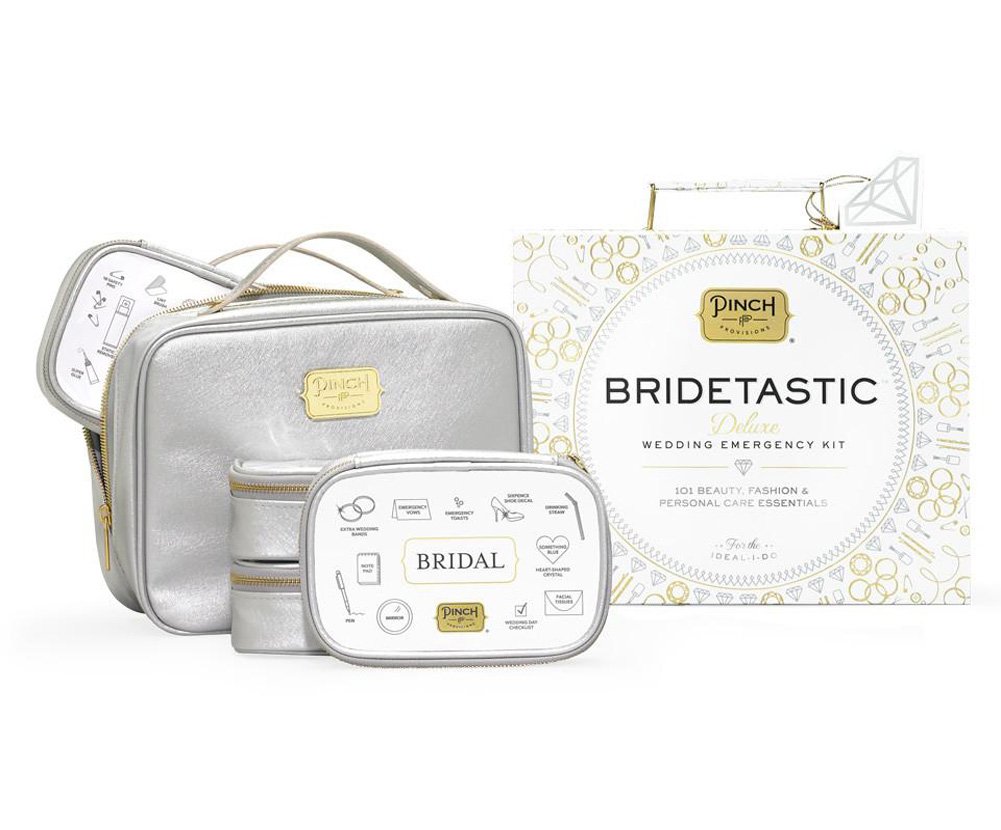 Pinch Provisions Wedding Emergency Kit – Bridetastic Deluxe 101 Essentials for Beauty, Fashion & Personal Care | Bridal Silver Tote Bag | Perfect for Bridal Showers, Bachelorette Parties & Wedding Day Emergencies