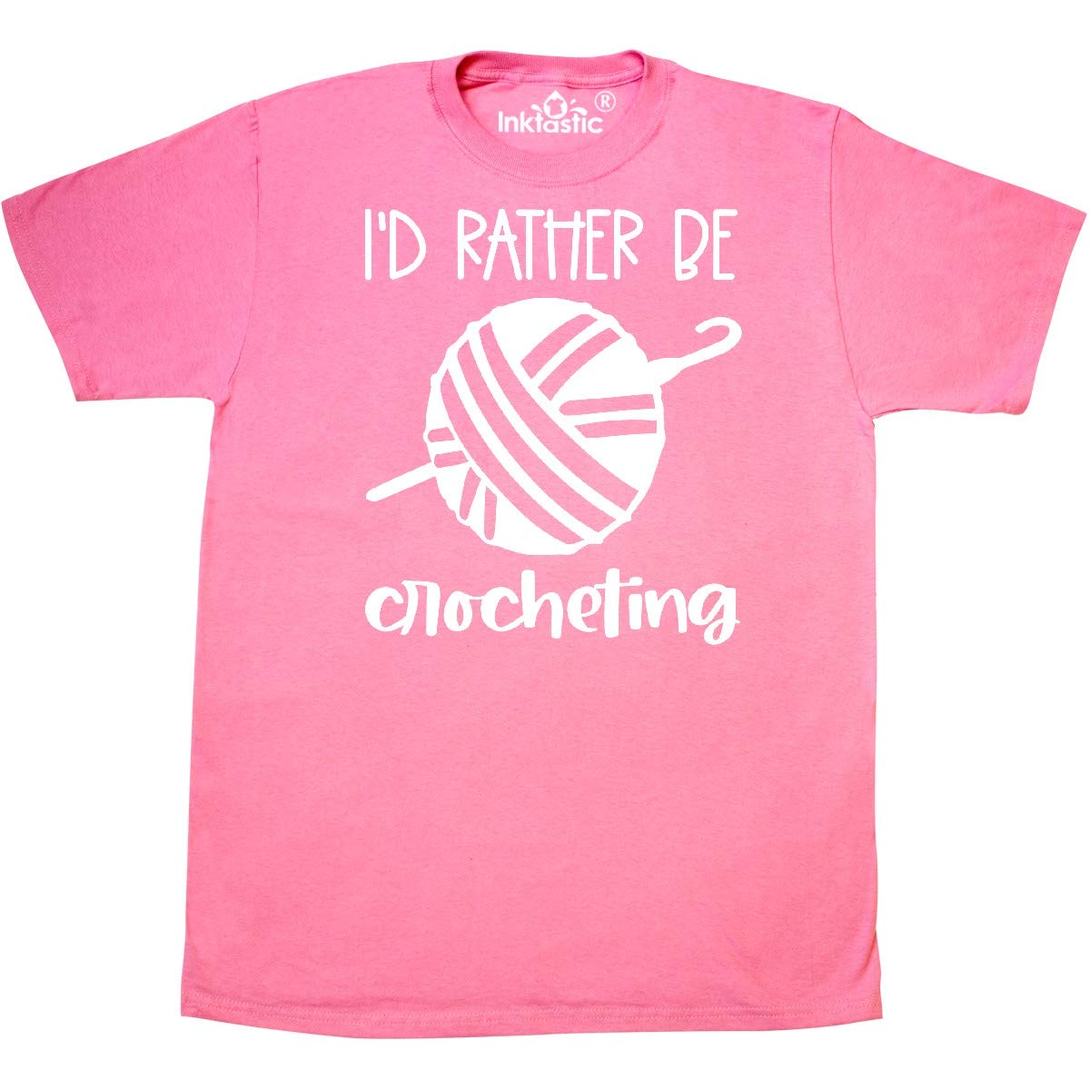 Inktastic 'I'd Rather Be Crocheting' Funny Yarn Lover T-Shirt - Perfect Gift for Knitting & Crochet Enthusiasts