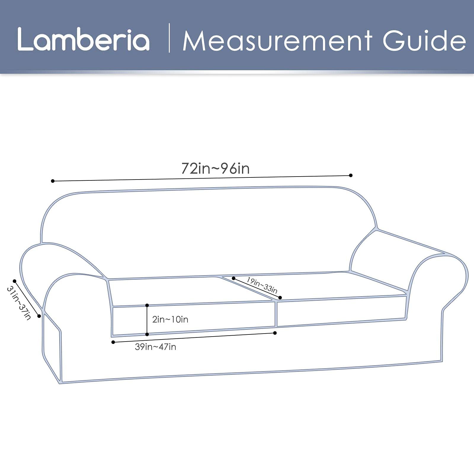 Lamberia Stretch Sofa Cover for 2 Cushion Couch - 3 Piece Washable Plush Jacquard Slipcover - Furniture Protector for Dogs, Pets & Kids - Perfect for Living Room, Apartment, and Home Decor