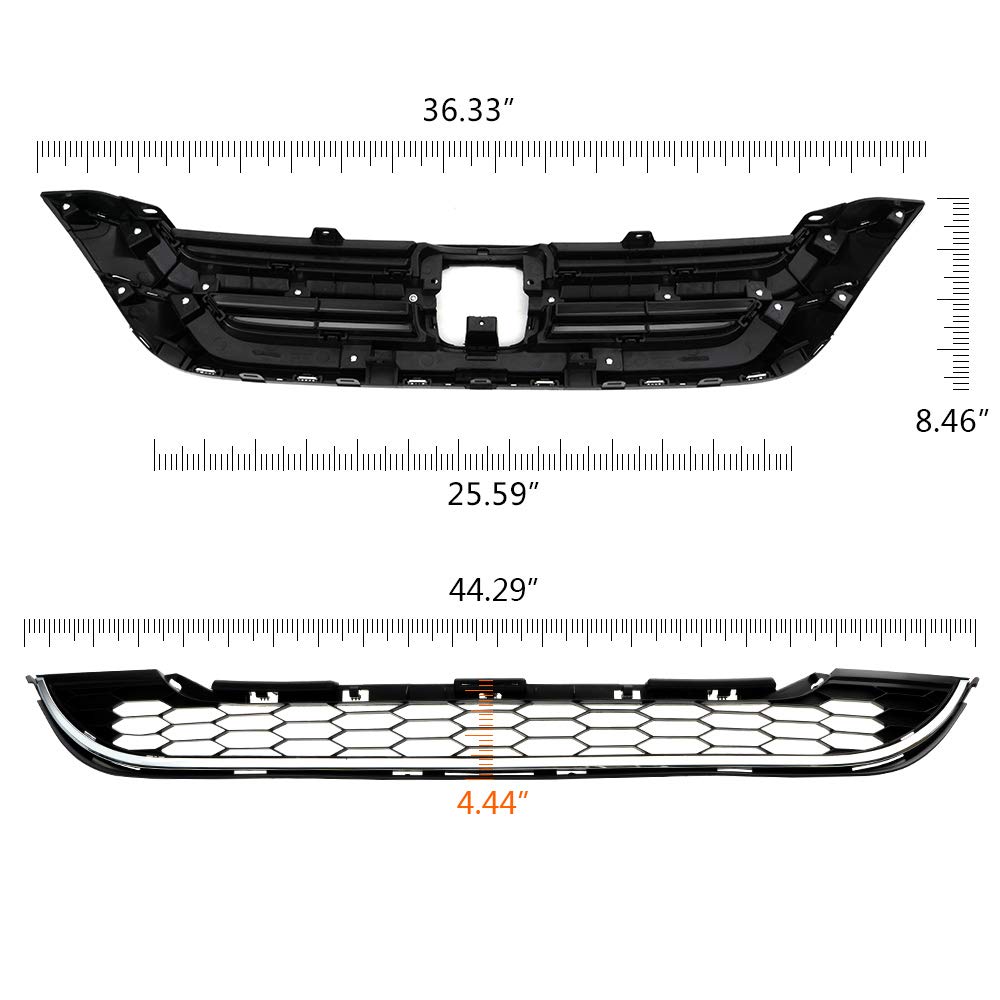 Chrome Mesh Front Upper & Lower Bumper Hood Grille for 2010-2011 Honda CR-V - 2 Piece Set | Perfect for Car Customization & Off-Road Style Upgrades