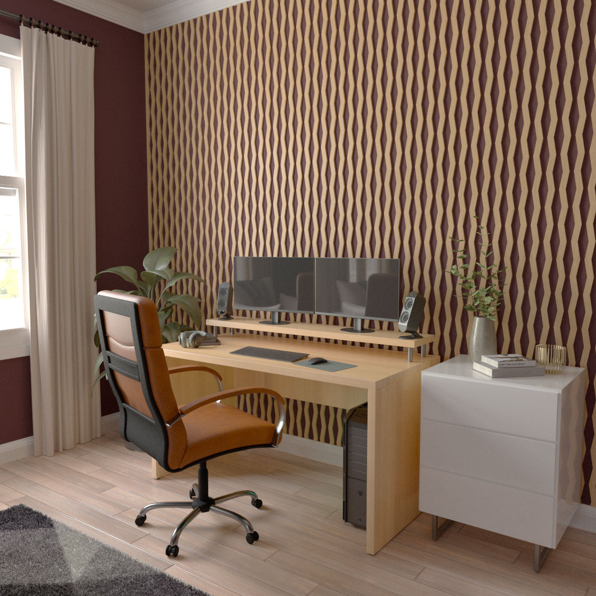 Eastport Adjustable Wood Slat Wall Kit - DIY Modern Acoustic Panel for Home Office & Bedroom Decor - Easy Installation & Customizable Design