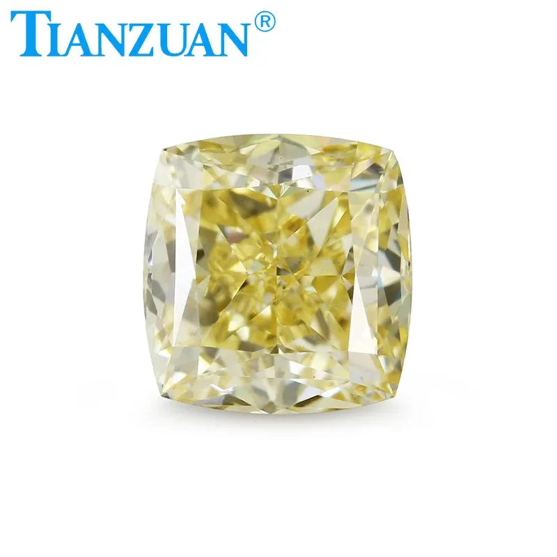 1CT VS2 Lab Grown CVD Cushion Cut Fancy Yellow Loose Diamond - GEMID Certified for Engagement Rings & Jewelry Making