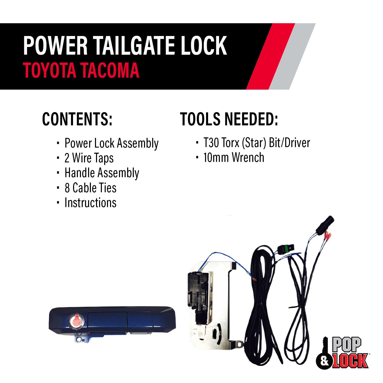 Pop & Lock PL85412 Blue Ribbon Metallic Power Tailgate Lock with Bolt Codeable Technology for Toyota Tacoma | Smart Keyless Entry System | Secure Truck Bed & Cargo Protection | Perfect for Off-Roading, Camping & Work Sites