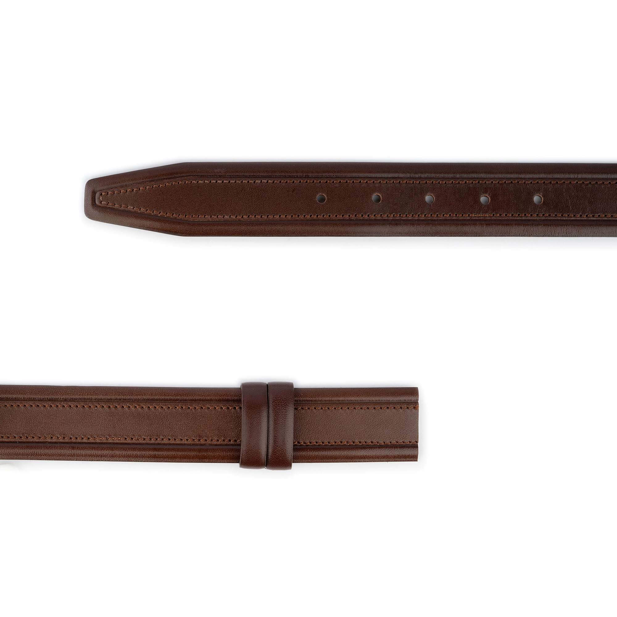 Premium Men's Genuine Calf Leather Belt with Dunhill Buckle - Classic Cognac Brown Stitched Dress Belt for Business & Formal Wear