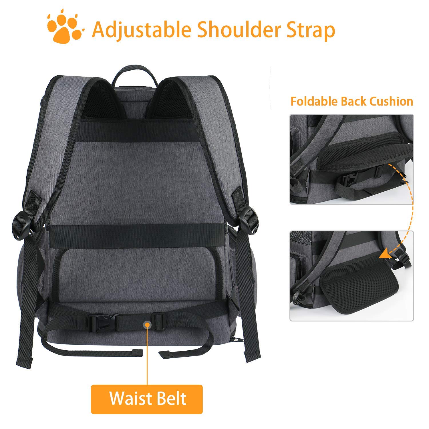 Ventilated Cat Backpack Carrier for Small Cats & Dogs - Travel Safe Pet Carrier with Adjustable Safety Straps - Ideal for Hiking, Walking, Air Travel & Outdoor Adventures - Black
