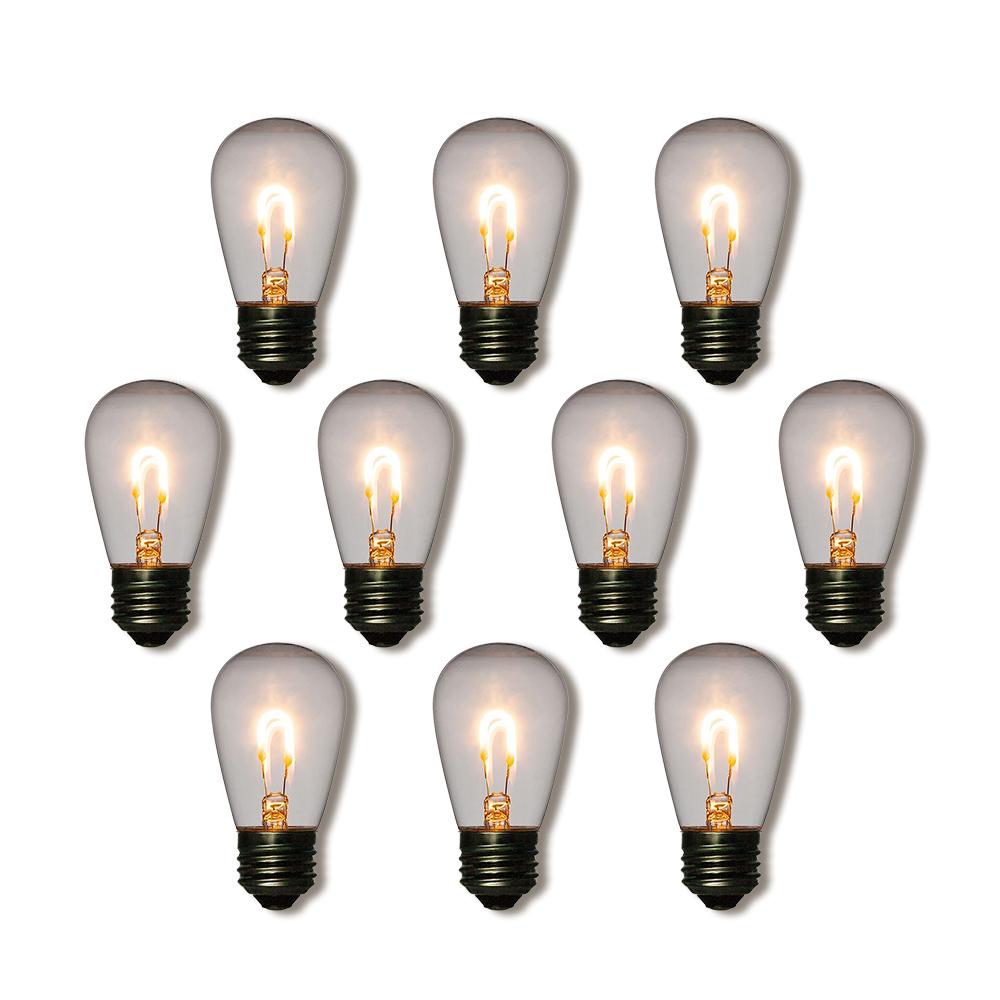 10 Pack LED Filament S14 Shatterproof Energy Saving Light Bulbs - Dimmable 1W E26 Medium Base - Perfect for Vintage Lamps, Restaurants & Home Decor