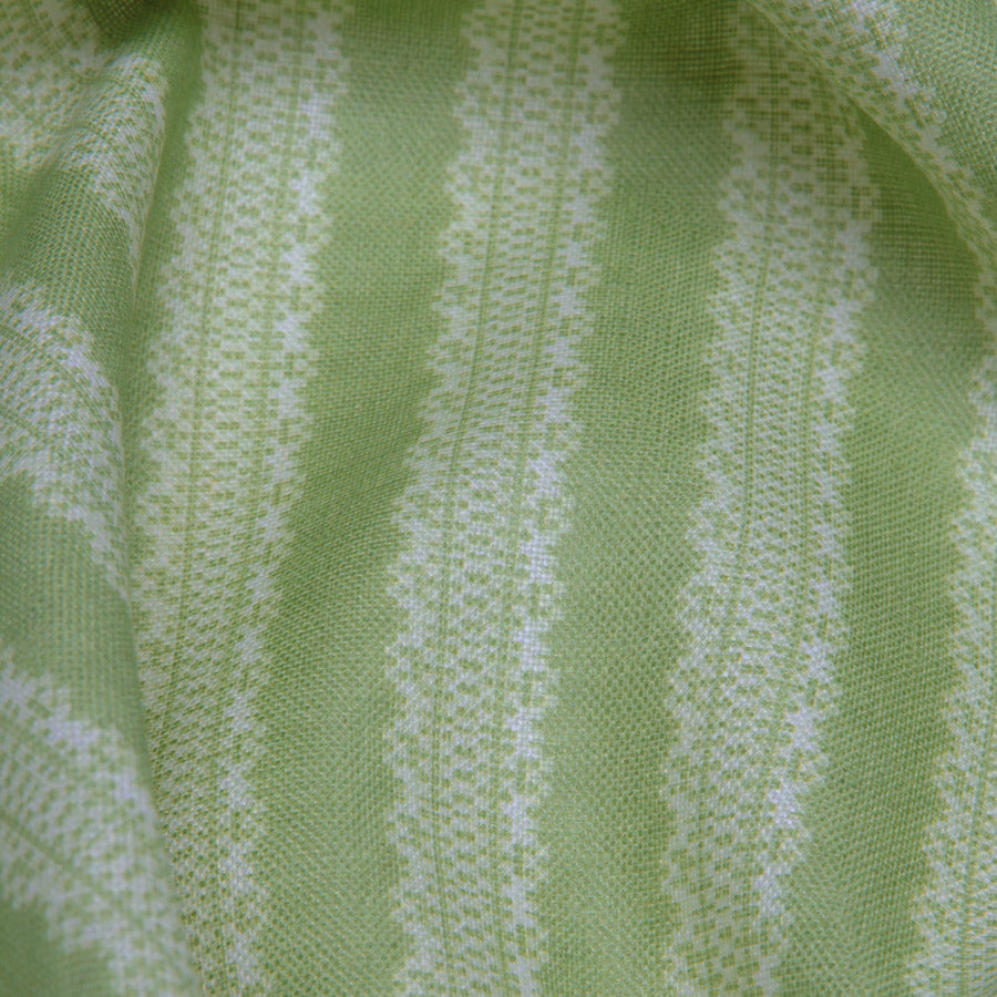 Premium Torchon Stripe Linen Fabric - Awe Green Color - Perfect for Table Runners, Napkins & Home Decor