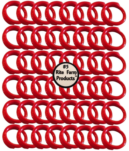 48-Pack Red Leg Bands for Poultry, Size #5 with 5/16