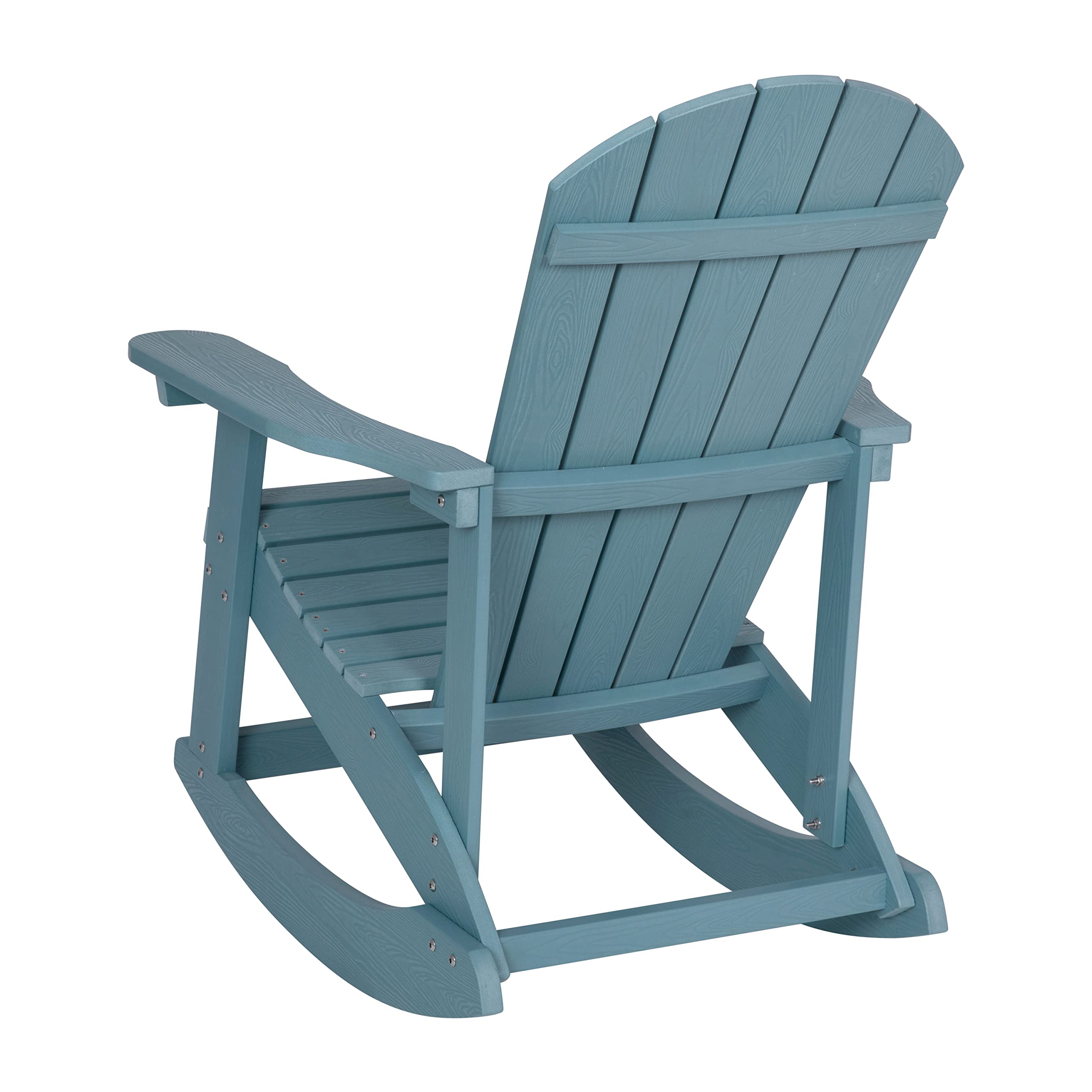 Flash Furniture Savannah Poly Resin Wood Adirondack Rocking Chair Set of 2 - All-Weather Sea Foam Polystyrene - Stainless Steel Hardware - Perfect for Patio, Garden & Poolside Relaxation