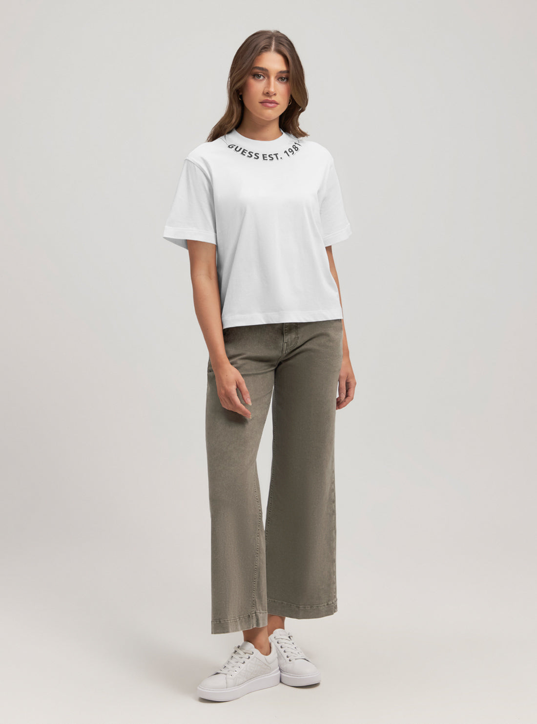Khaki Darma Wide Leg Pants for Women - High Waisted Loose Fit Casual Trousers - Perfect for Office, Travel & Everyday Wear