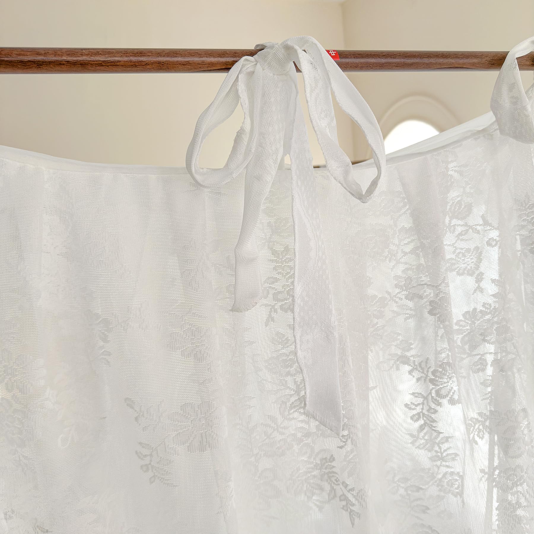 Elegant White Sheer Canopy Bed Curtains with Tie Backs - Bedroom Decor Drapes for Queen/King Size Beds | Perfect for Romantic Bedroom Makeover, Wedding Decor & Boho Chic Style