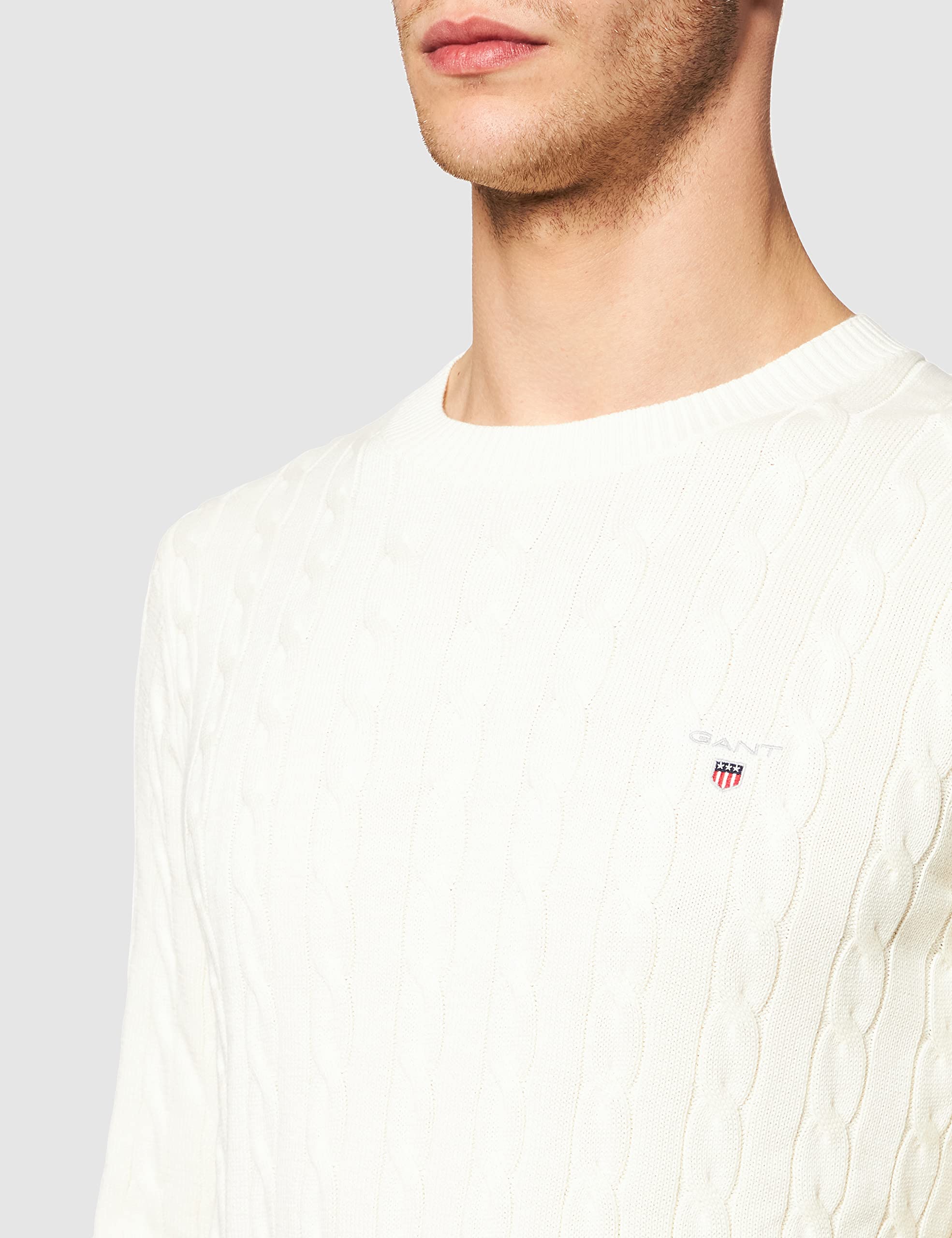 GANT Men's Cotton Cable Knit Sweater - Classic Crewneck Pullover for Casual Wear & Winter Outfits | Office, Date Night, Weekend Style