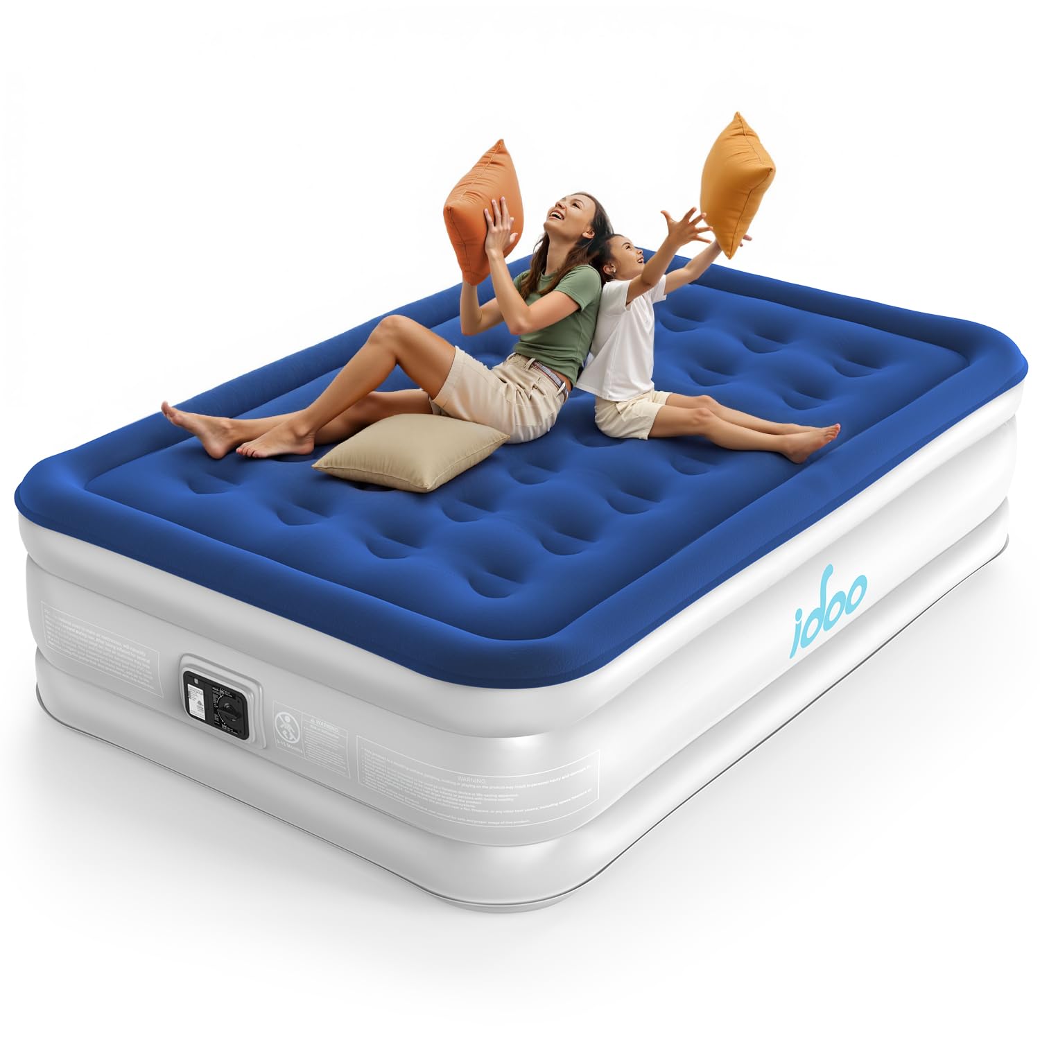 iDOO Full Size Air Mattress with Built-in Pump - Quick 3 Minute Inflation, Comfortable Blow Up Mattress for Camping, Guests & Home Use | Portable Inflatable Bed for Indoor, Outdoor & Travel