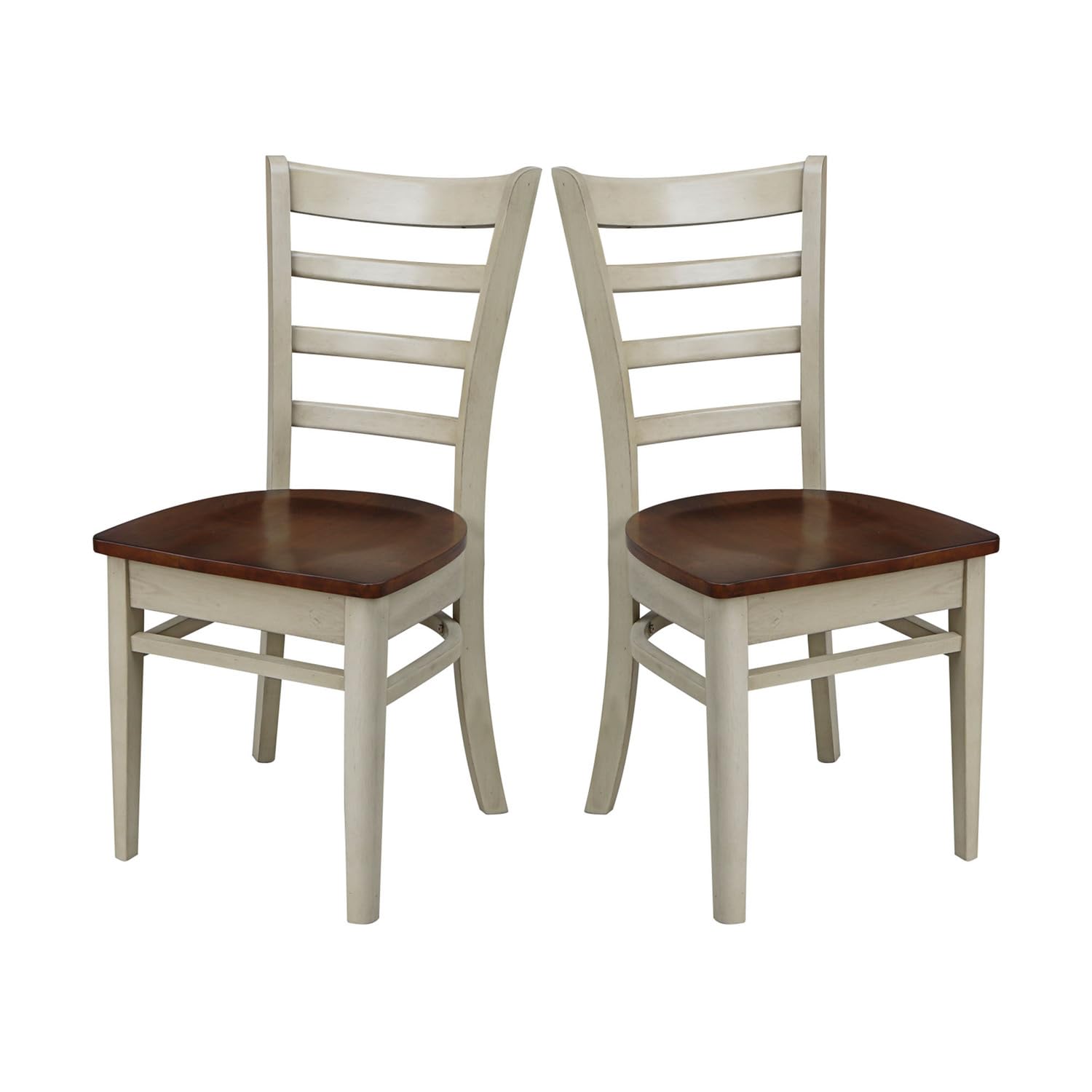 International Concepts Emily Side Dining Chairs - Set of 2, Antiqued Almond & Espresso Finish - Perfect for Kitchen, Dining Room or Breakfast Nook