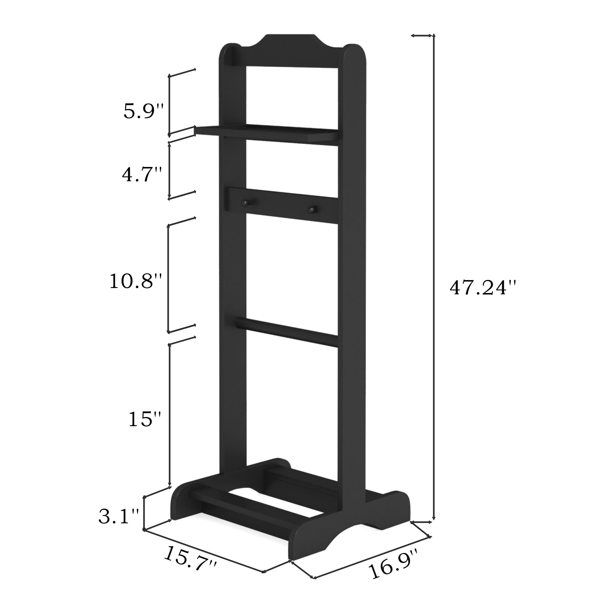 Portable Valet Stand with Top Tray - Foldable Clothes Rack for Entryway, Office & Living Room - Space Saving Garment Organizer (Black) | Perfect for Small Spaces, Guest Rooms & Daily Outfit Planning