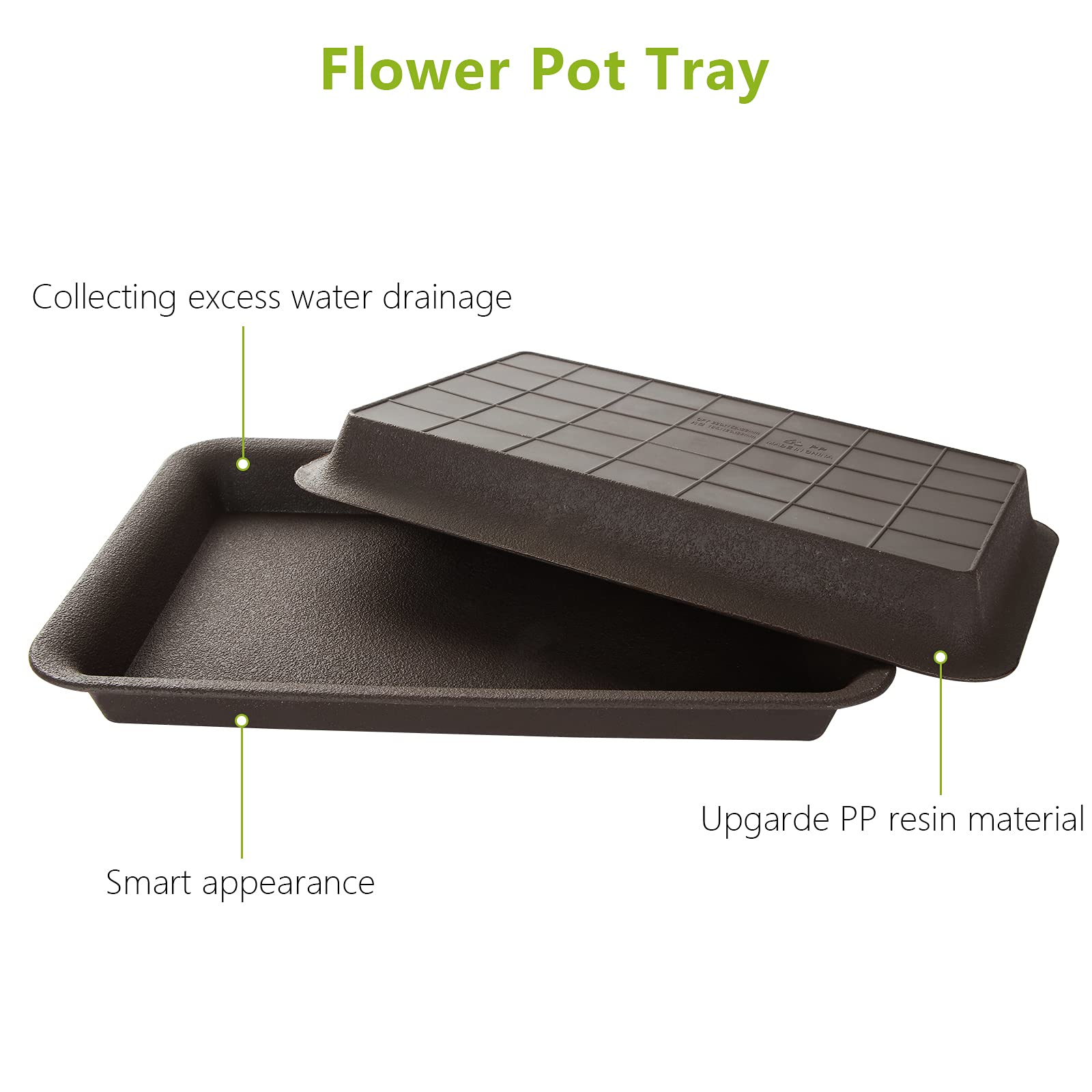 ZOEYES 20-Pack Dark Brown Plastic Plant Saucers - 7.3 x 4.7 x 1 Inch Rectangular Humidity Trays for Flower Pots, Bonsai Trees & Indoor/Outdoor Plants - Perfect for Drainage Protection Under Planters on Decks, Patios & Windowsills