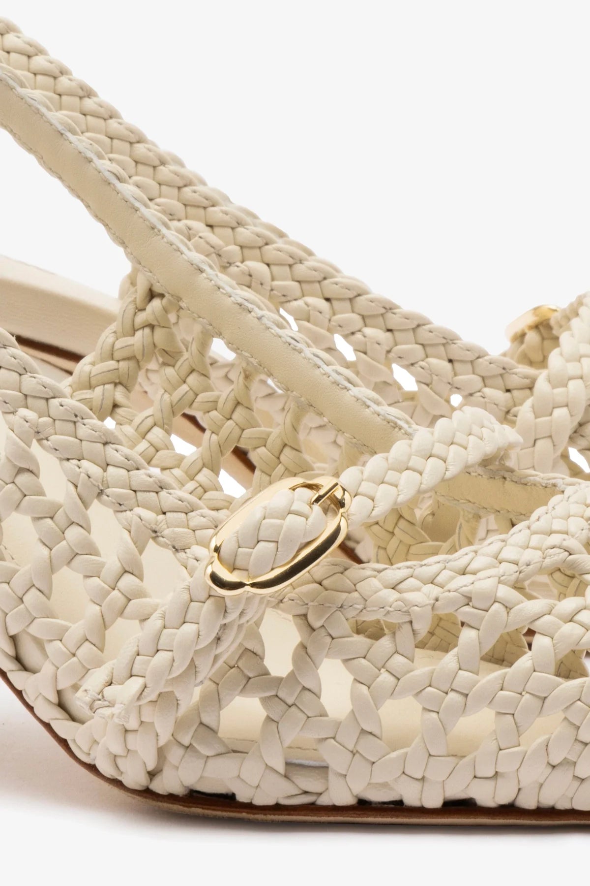 Ines Macrame Pump in Ivory Leather - Elegant Women's Dress Shoes for Weddings, Parties & Formal Occasions