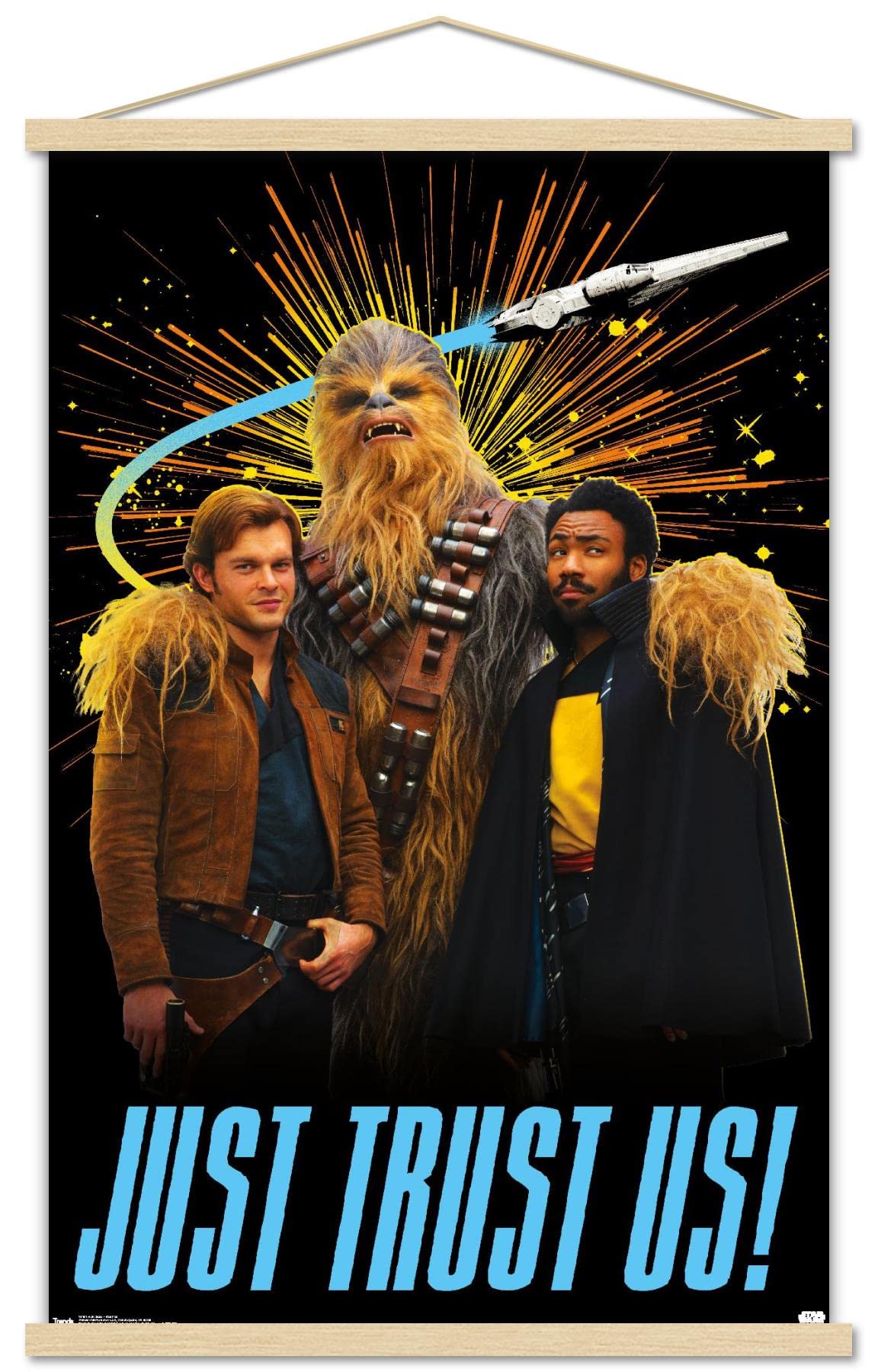 Star Wars Solo Movie Wall Poster - 22.375x34 Inches Premium Print with Beechwood Hanger - Officially Licensed Home & Office Decor for Movie Fans