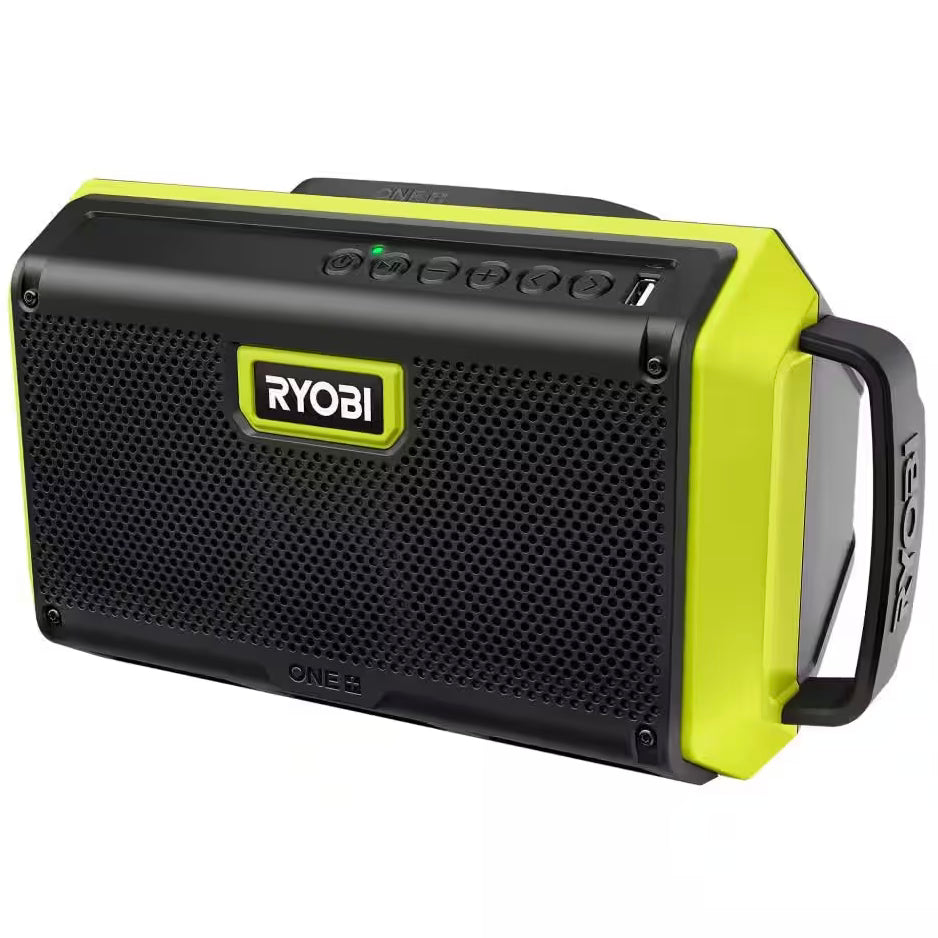 Ryobi One+ 18V Bluetooth Speaker (PAD01) - Portable Wireless Speaker for Job Sites, Camping & Outdoor Activities - Compatible with Ryobi 18V Batteries