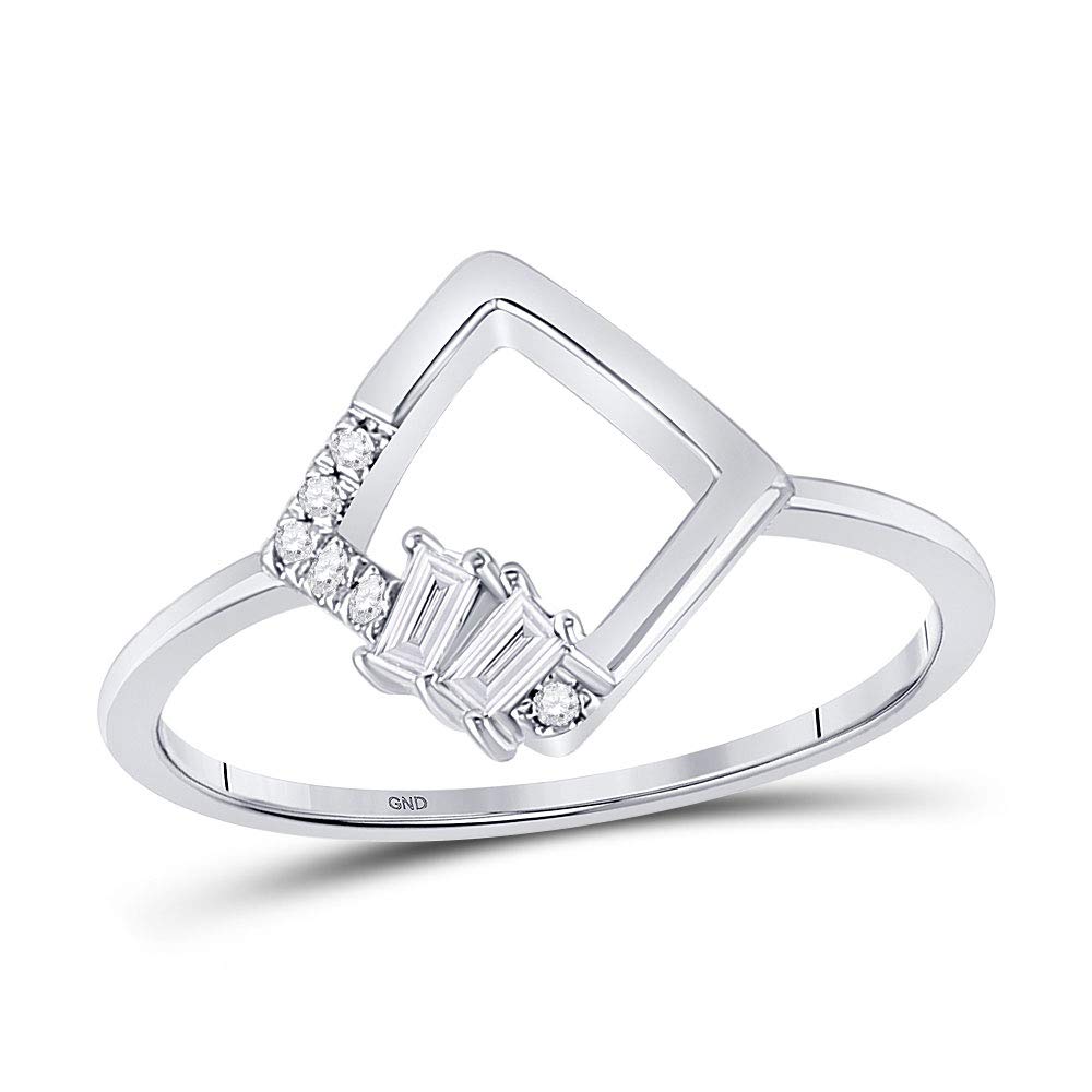 14K White Gold Women's Baguette Diamond Modern Fashion Ring - 1/10 CTTW - Elegant Wedding, Engagement & Everyday Jewelry Gift for Her