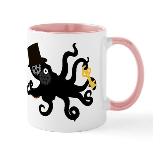 White/Pink Inside - Steampunk Octopus Mug