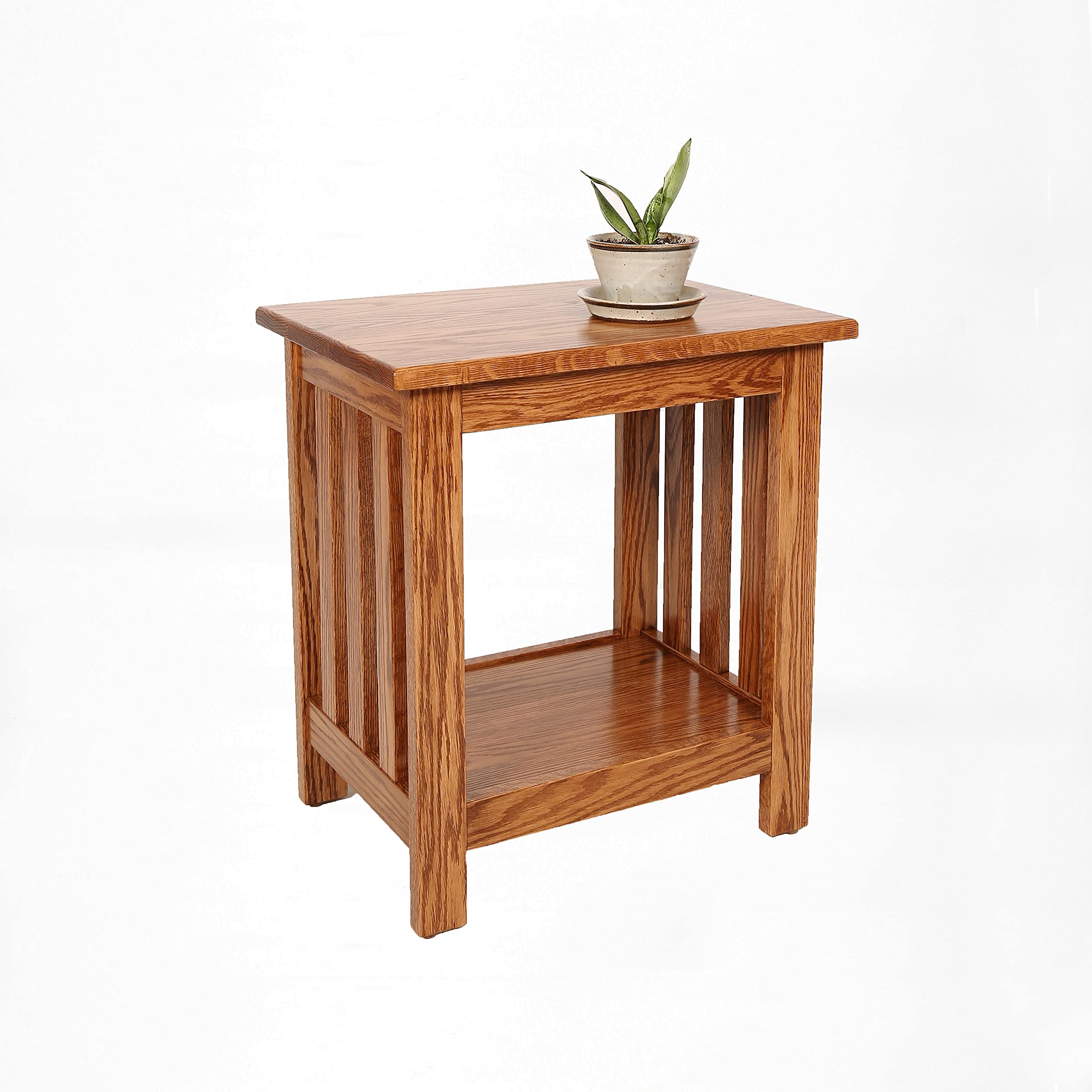 Amish Handcrafted Mission Style Oak End Table - Solid Wood Nightstand, Side Table, or Bedside Table - Made in USA (22.5 Inches) - Perfect for Bedrooms, Living Rooms & Home Offices