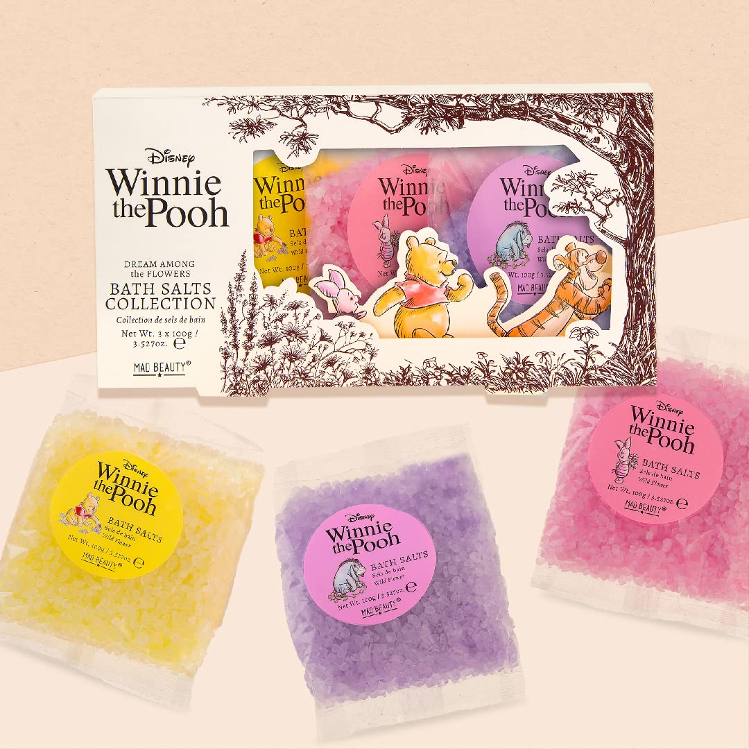 Disney Winnie The Pooh Bath Salts - 3 Wildflower Fragrances | Cruelty-Free Skincare Gift for Relaxation & Self-Care