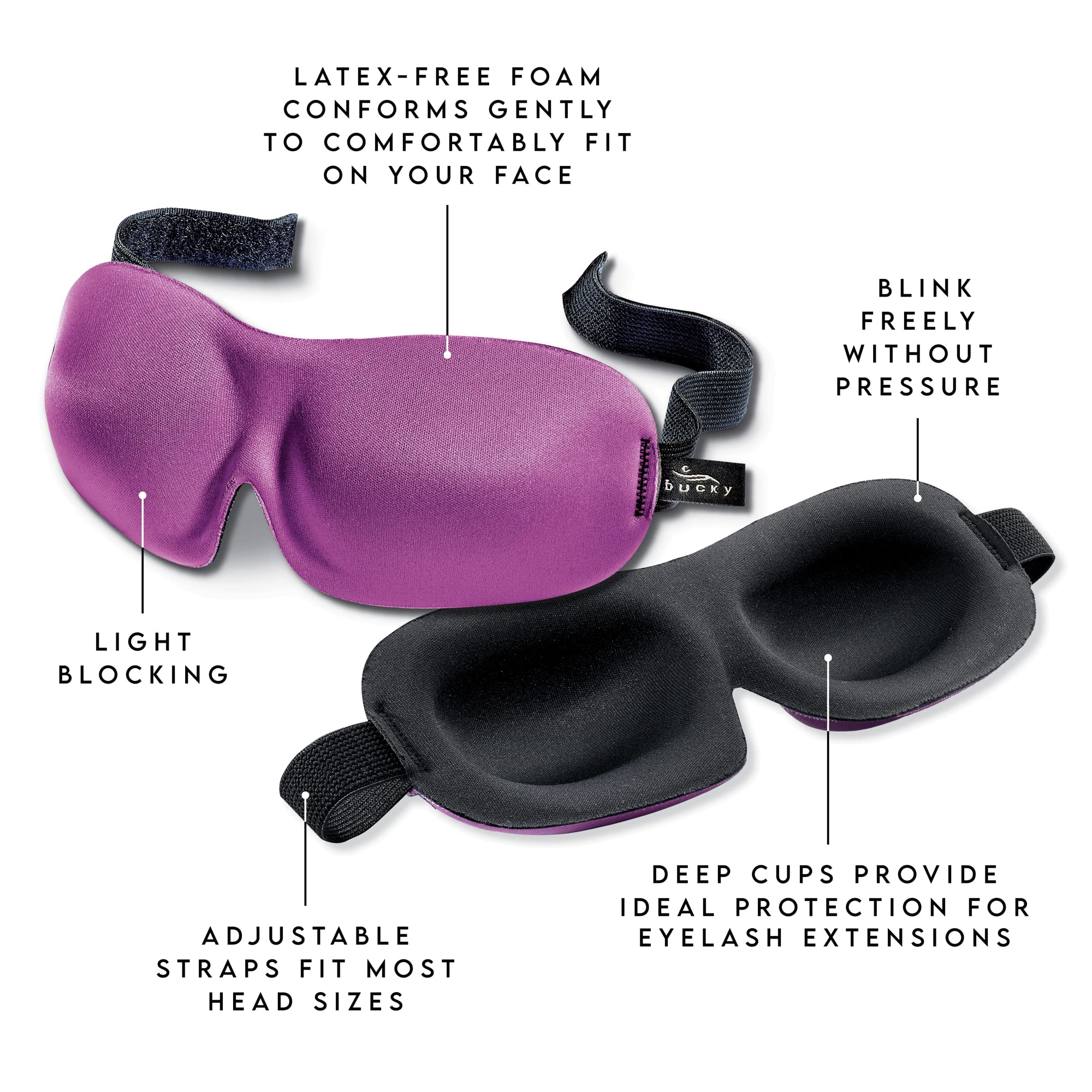 Bucky 40 Blinks No Pressure Printed Eye Mask for Travel & Sleep - Soft Foil Blockout Blindfold - Perfect for Airplanes, Naps & Relaxation - One Size Fits All