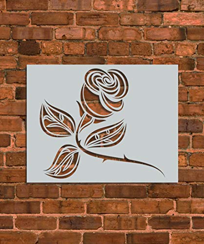 Single Rose Stencil Template - Reusable DIY Craft Stencil for Painting, Wood Burning & Home Decor | INNOVO Stencils | Perfect for Wall Art, Furniture, Wedding & Gift Projects