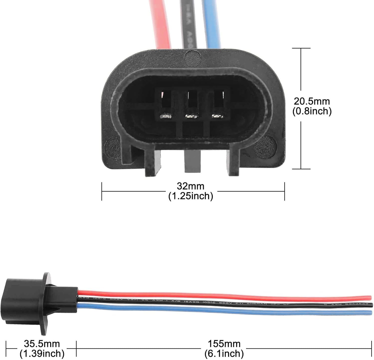 2-Pack 8 H13/9008 3-Way Male Adapter Pigtails - Compatible with LED/HID Light Conversion & Retrofit - Perfect for Car Headlight, Fog Light, and Off-Road Lighting Upgrades