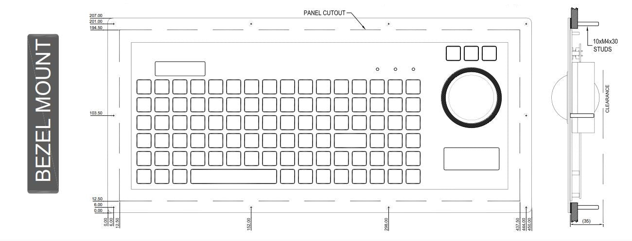 CKS 96T Series Bezel Mount with Integrated Trackball - Durable Panel Mount for Industrial Control & Kiosk Applications | Perfect for POS Systems, Gaming Consoles & Automation Panels