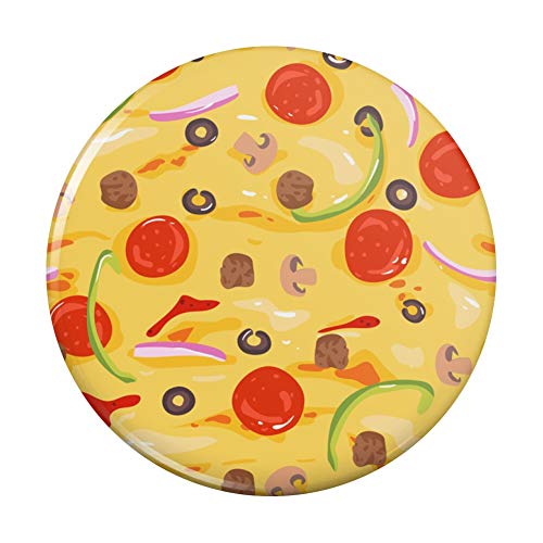 Compact Pizza Pattern Pocket Mirror with Pepperoni, Olives & Onions Design - Perfect for Handbags, Cosmetics & Makeup Touch-Ups | Cute Gift for Pizza Lovers