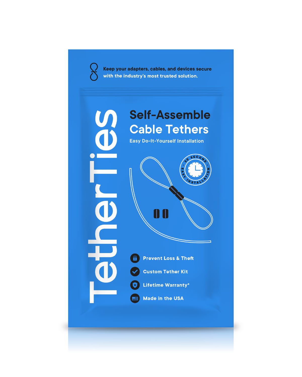 DIY Cable Organization Kit - 60 Pack Black 12-Inch Customizable Cable Tethers for Computers, Adapters & Dongles - Includes Free Crimping Tool for Easy Self Installation - Perfect for Home Office, Gaming Setup & Electronics Management