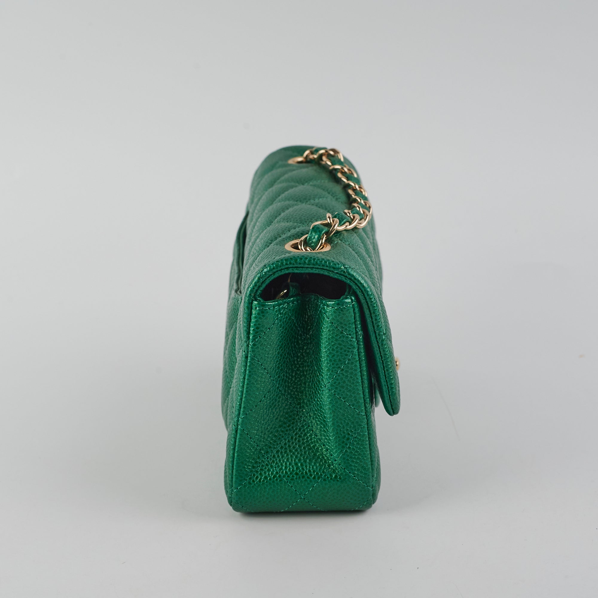 Chanel Caviar Leather Mini Rectangular Flap Bag in Emerald Green - 18S Collection | Luxury Crossbody Purse for Women, Perfect for Parties & Evening Events