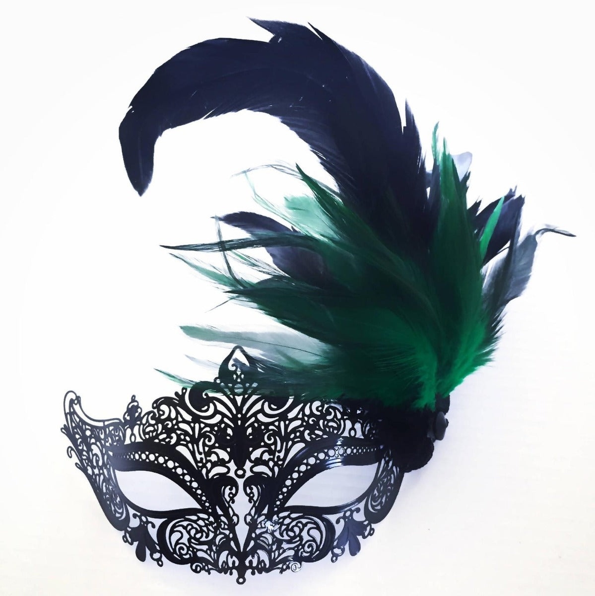Elegant Venetian Mask with Feathers - Handmade Carnival Masquerade Mask in Multiple Colors for Costume Parties, Halloween, and Venetian Balls