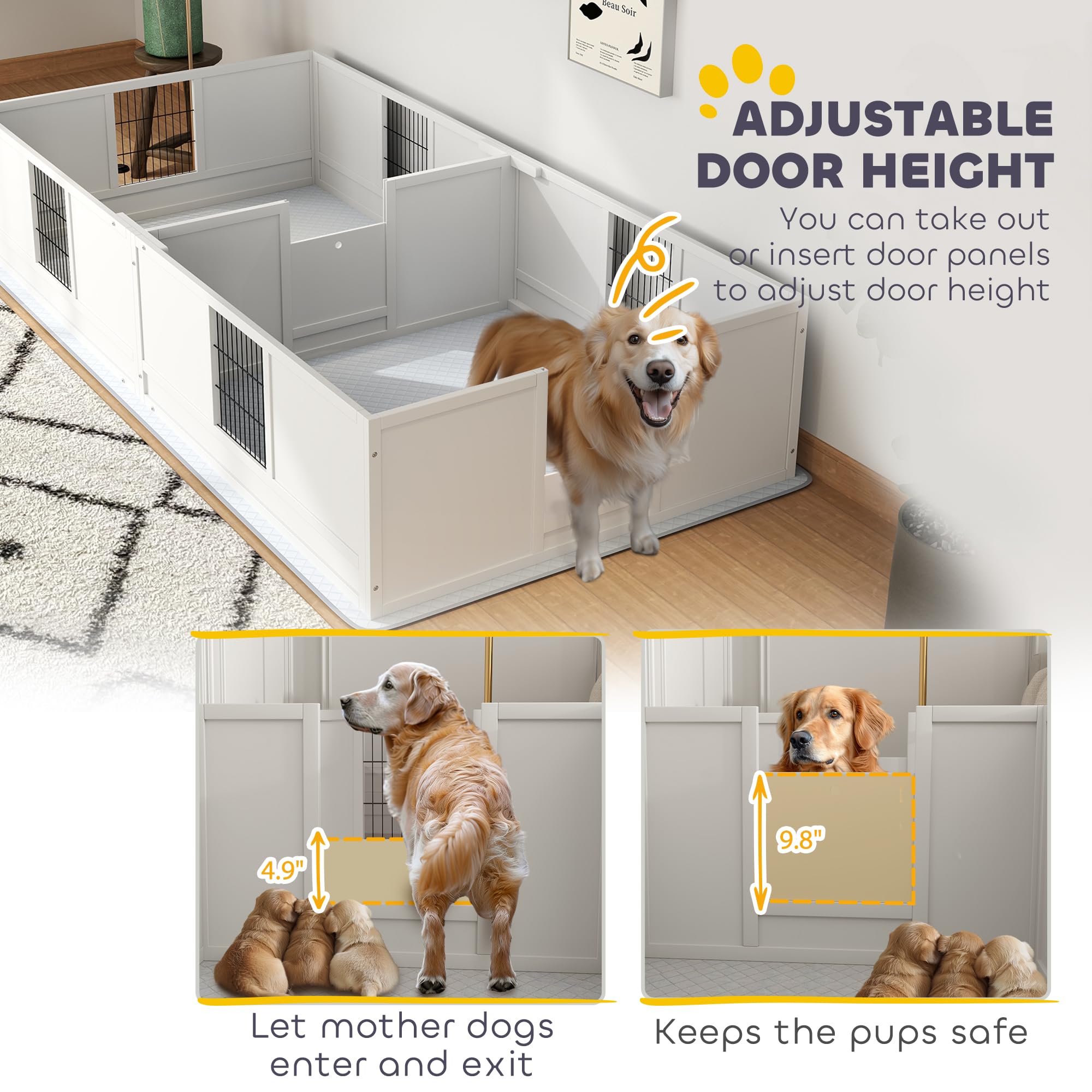 PawHut Large Dog Whelping Box for Indoor Use - 96