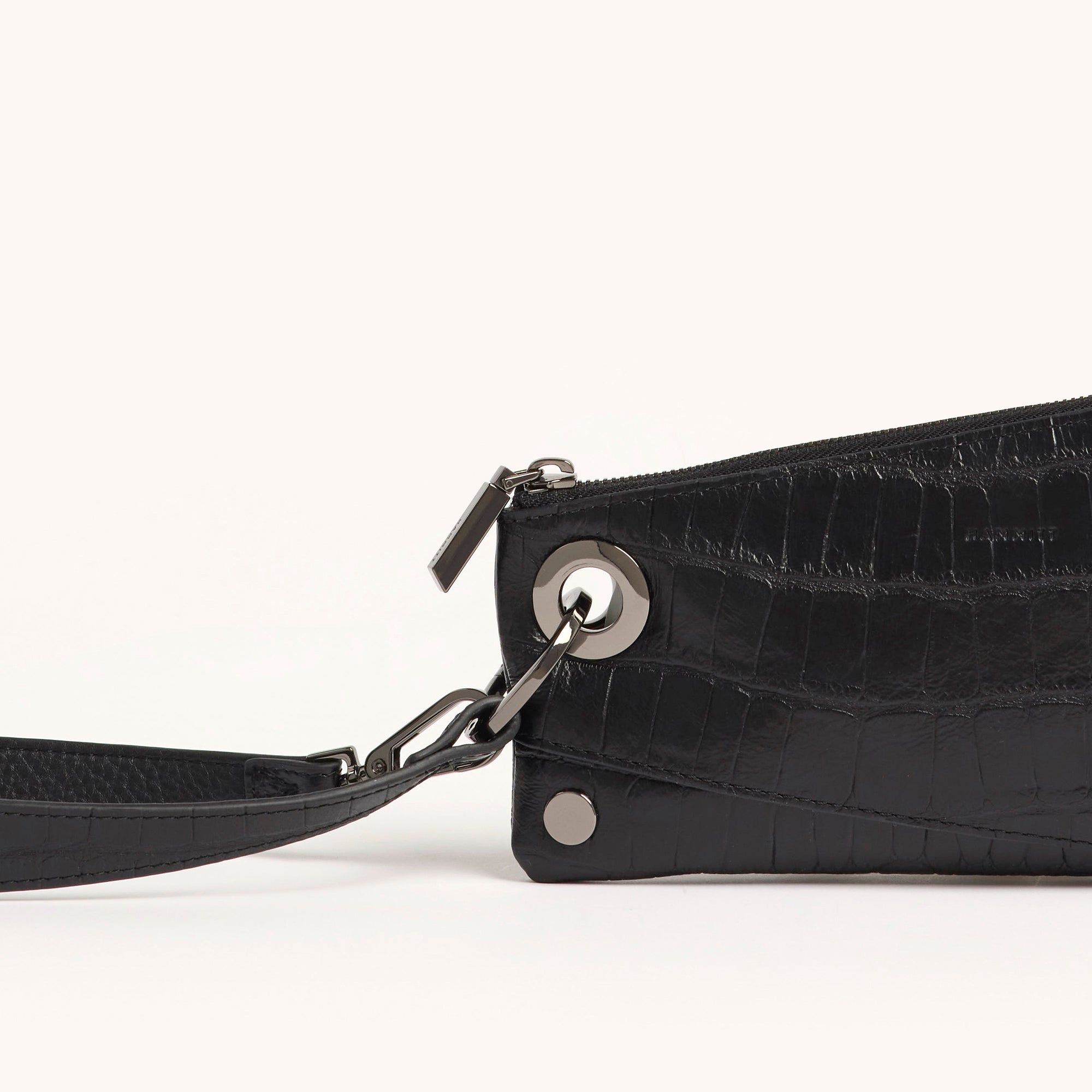 Nash Pochette Handbag - Luxury Crocodile Embossed Leather Clutch with Gunmetal Hardware for Evening Parties, Weddings & Special Occasions