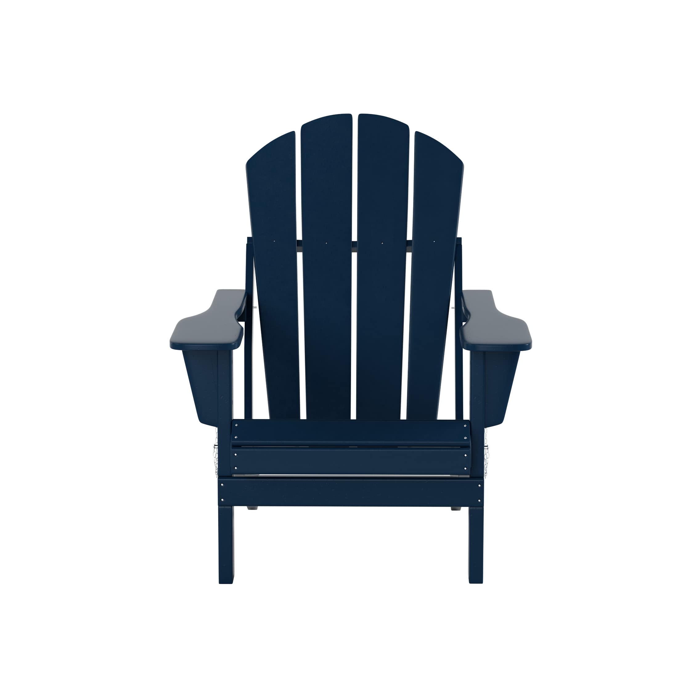 Adirondack Chairs Set of 3 with Table - Outdoor Folding Furniture for Garden, Patio & Camping (Navy Blue)