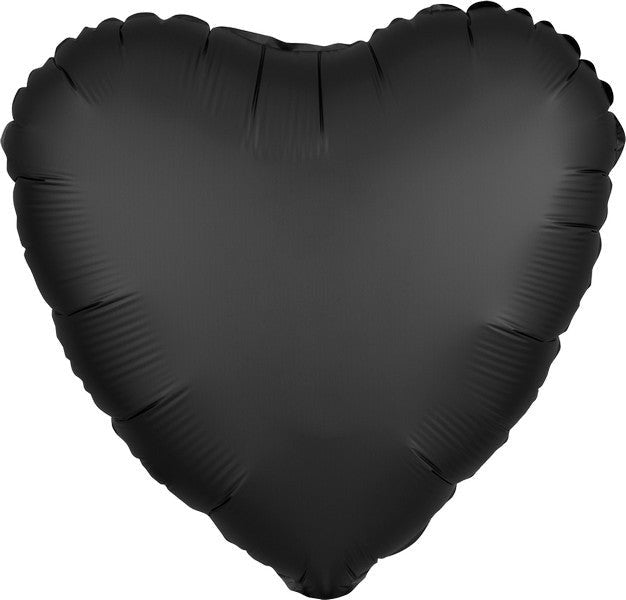 45cm Standard HX Satin Luxe Onyx Heart Balloon - Elegant Black Heart-Shaped Balloon for Birthday Parties, Wedding Decorations & Romantic Events