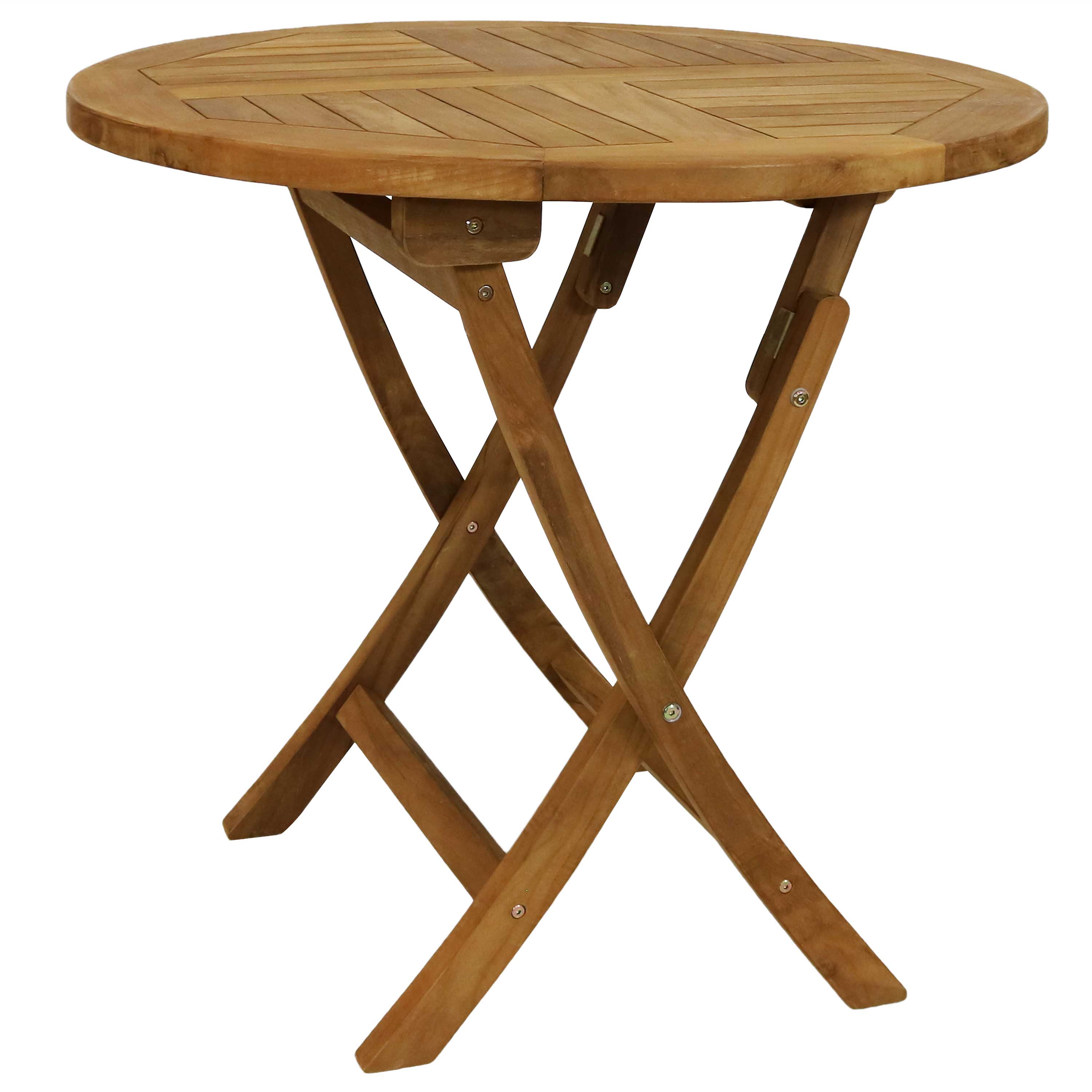 Premium Teak Wood Round Folding Table - Outdoor Patio Dining & Garden Furniture for Backyard, Poolside & Camping